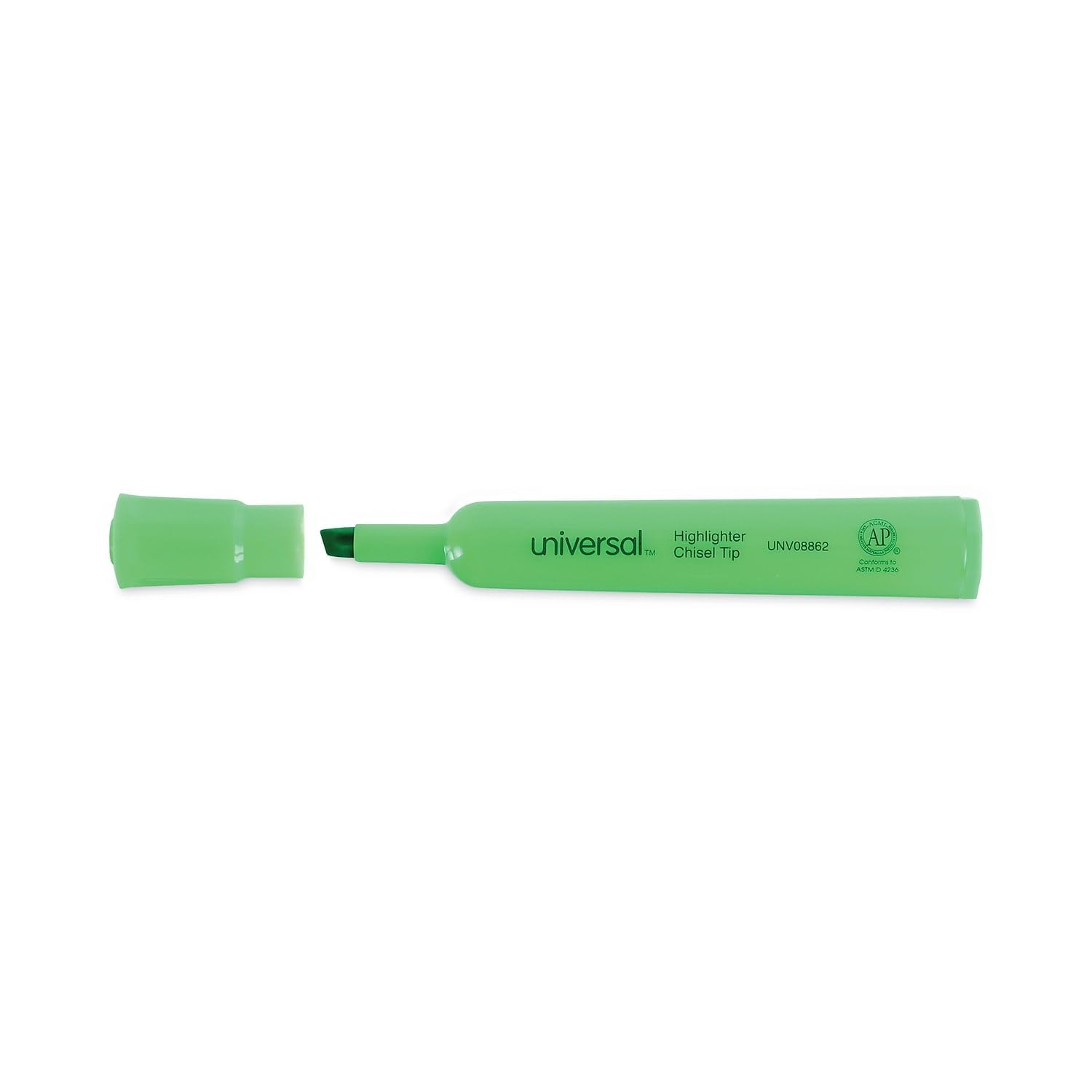 Universal Desk Highlighters - Fluorescent Green Ink, Chisel Tip, Green Barrel (12-Pack) - Perfect for Office, School & Study Note-Taking