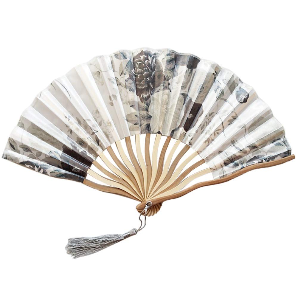 iCODOD Bamboo Folding Fan - Vintage Floral Print Chinese Style Handheld Fan for Dance, Wedding, Party & Summer Outdoor Use - Elegant Decorative Fan for Women & Performers