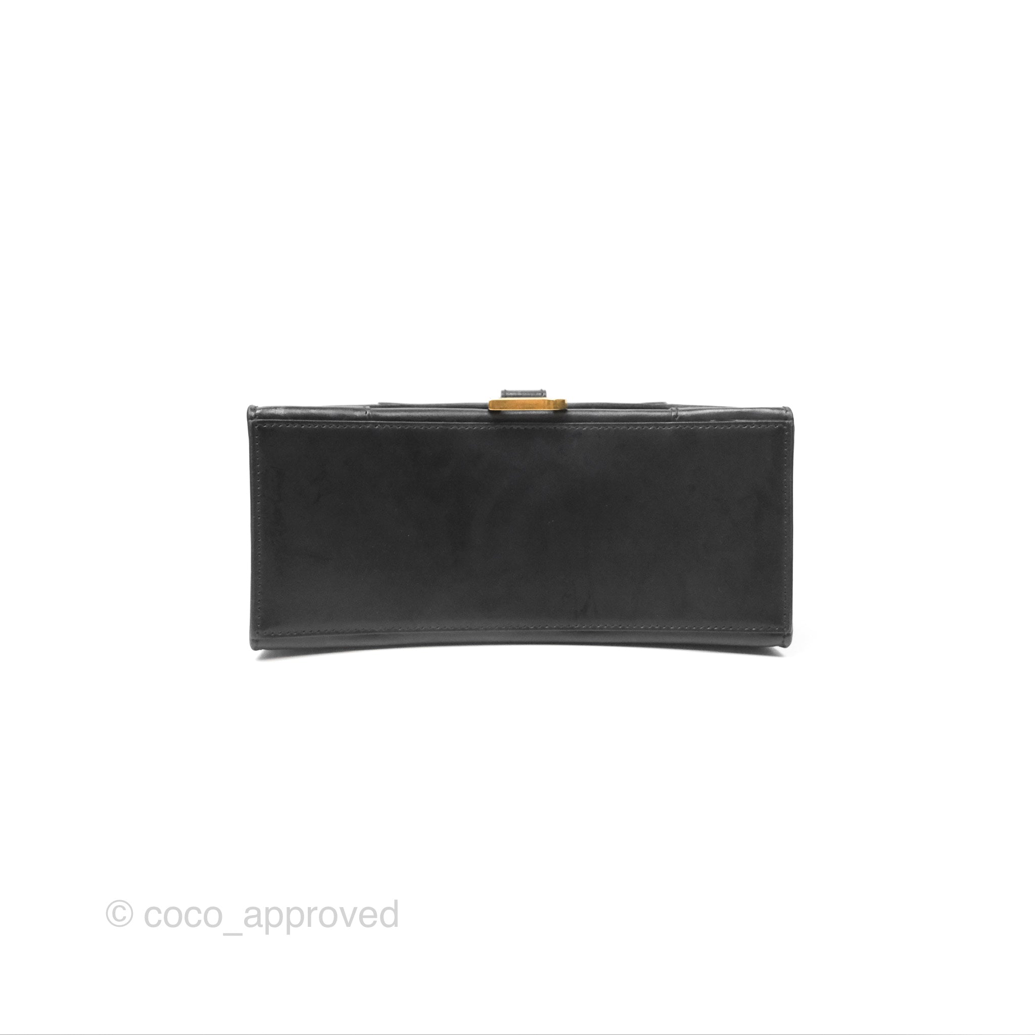 Balenciaga Small Hourglass Top Handle Bag in Black Box Calfskin Leather - Luxury Handbag for Women, Perfect for Work, Evening Events & Travel Accessories