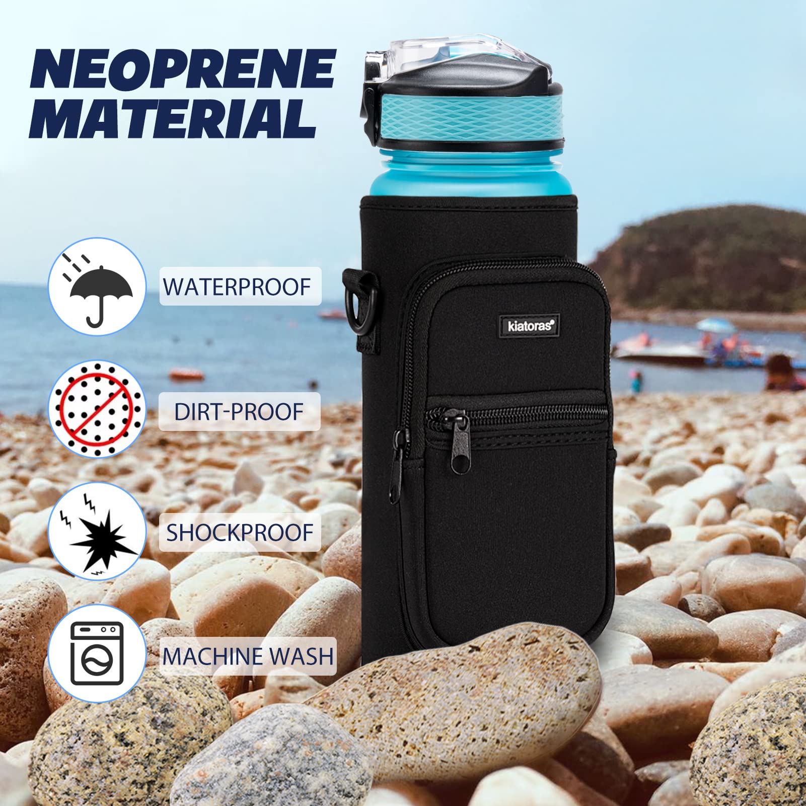 Insulated Water Bottle Carrier with Adjustable Shoulder Strap - Crossbody Sling Bag for 18oz, 24oz, 32oz & 40oz Sports Bottles - Perfect for Hiking, Walking, Gym & Outdoor Activities