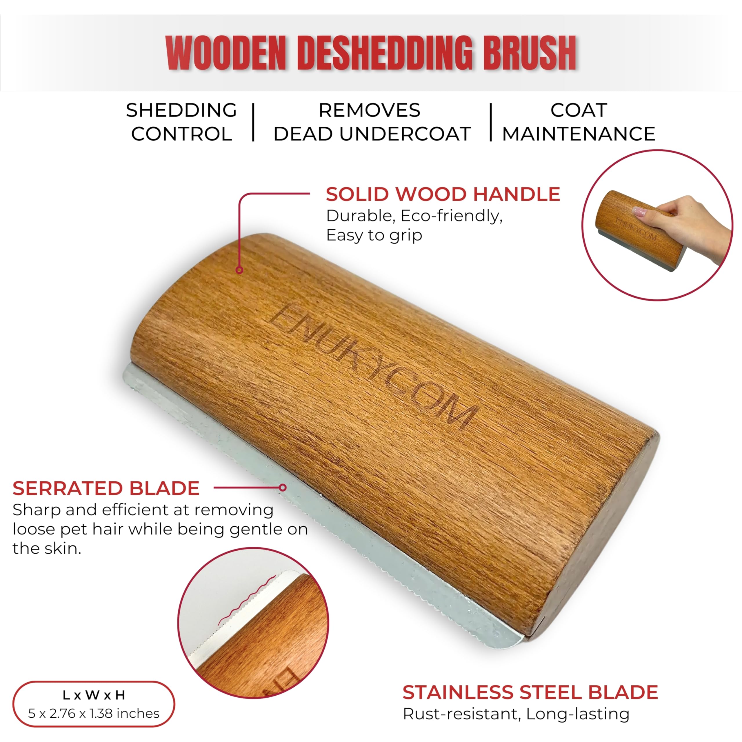 Premium Wooden Pet Grooming Kit for Dogs, Cats & Horses - Natural Bristle Brush, Massage Brush & Deshedding Tool - Best for Short-Haired & Double-Coated Pets - Reduce Shedding & Promote Healthy Coat - Perfect for Home Grooming & Professional Use