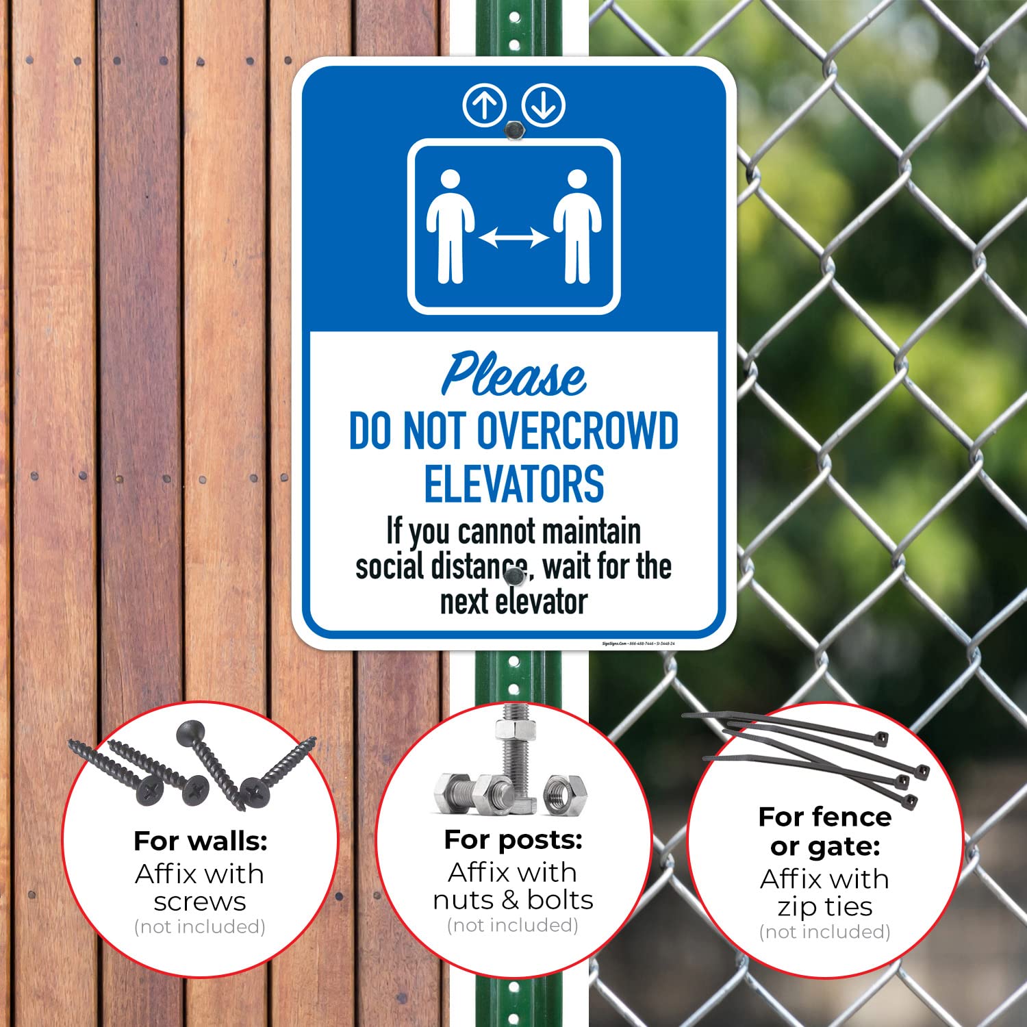 Social Distancing Elevator Sign - 18x24 Inch Rust-Free Aluminum Do Not Overcrowd Sign - Fade Resistant & Easy Mounting for Indoor/Outdoor Use - Made in USA - Perfect for Offices, Hospitals & Public Buildings