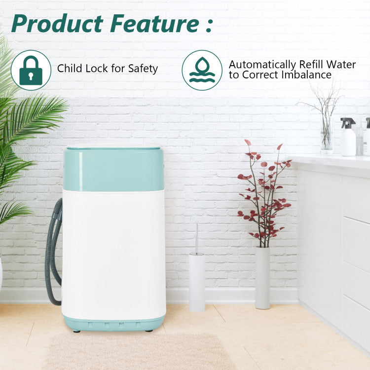 Costway 1.0 Cu Ft Portable Washing Machine - Compact Automatic Washer with LED Display & Child Lock for Apartments, RVs, Dorms - Perfect for Small Space Laundry Needs