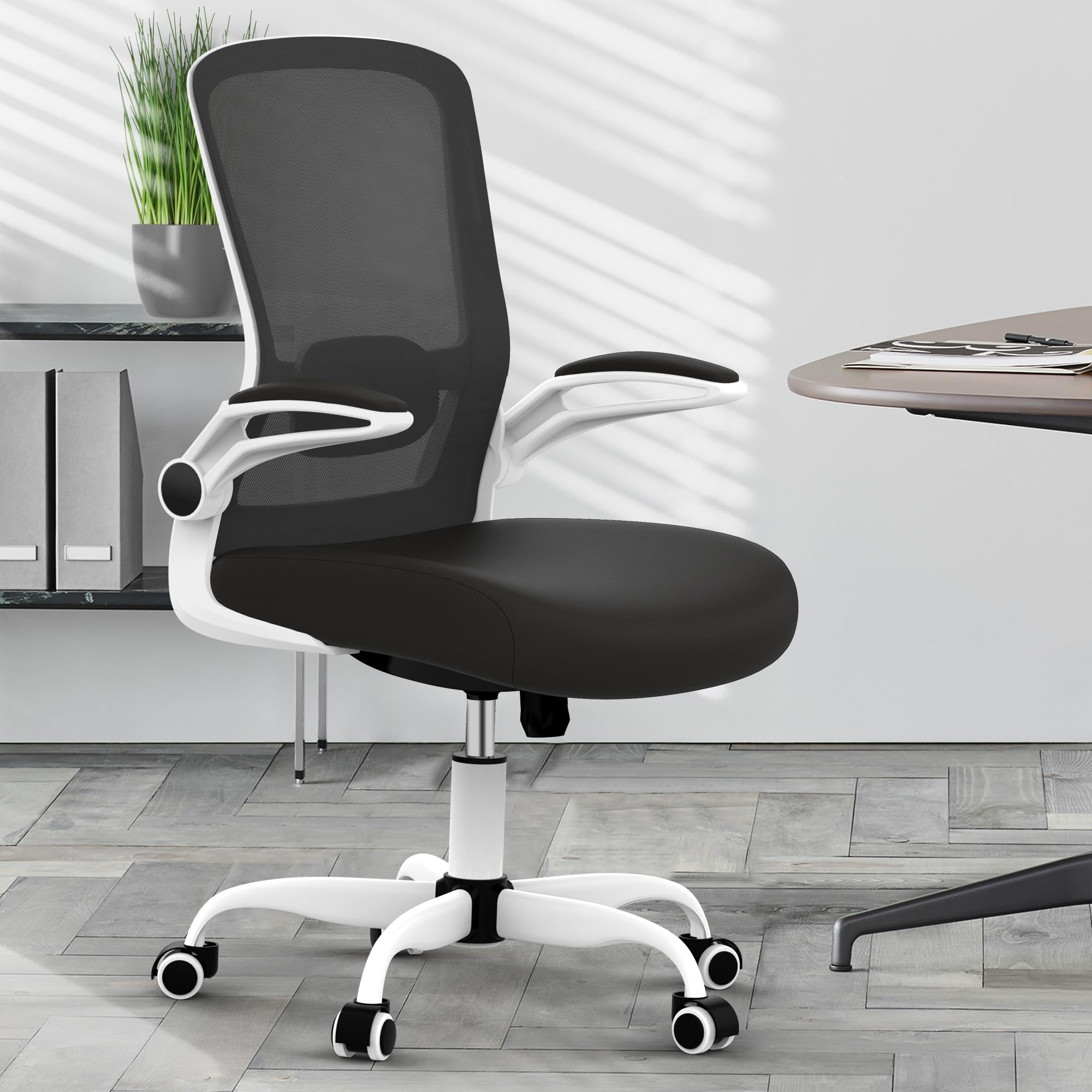 Ergonomic Office Chair with Adjustable Lumbar Support - High Back Mesh Computer Desk Chair with Flip-Up Armrests - BIFMA Certified Executive Task Chair for Home Office & Workspace - Perfect for Long Hours of Comfortable Sitting