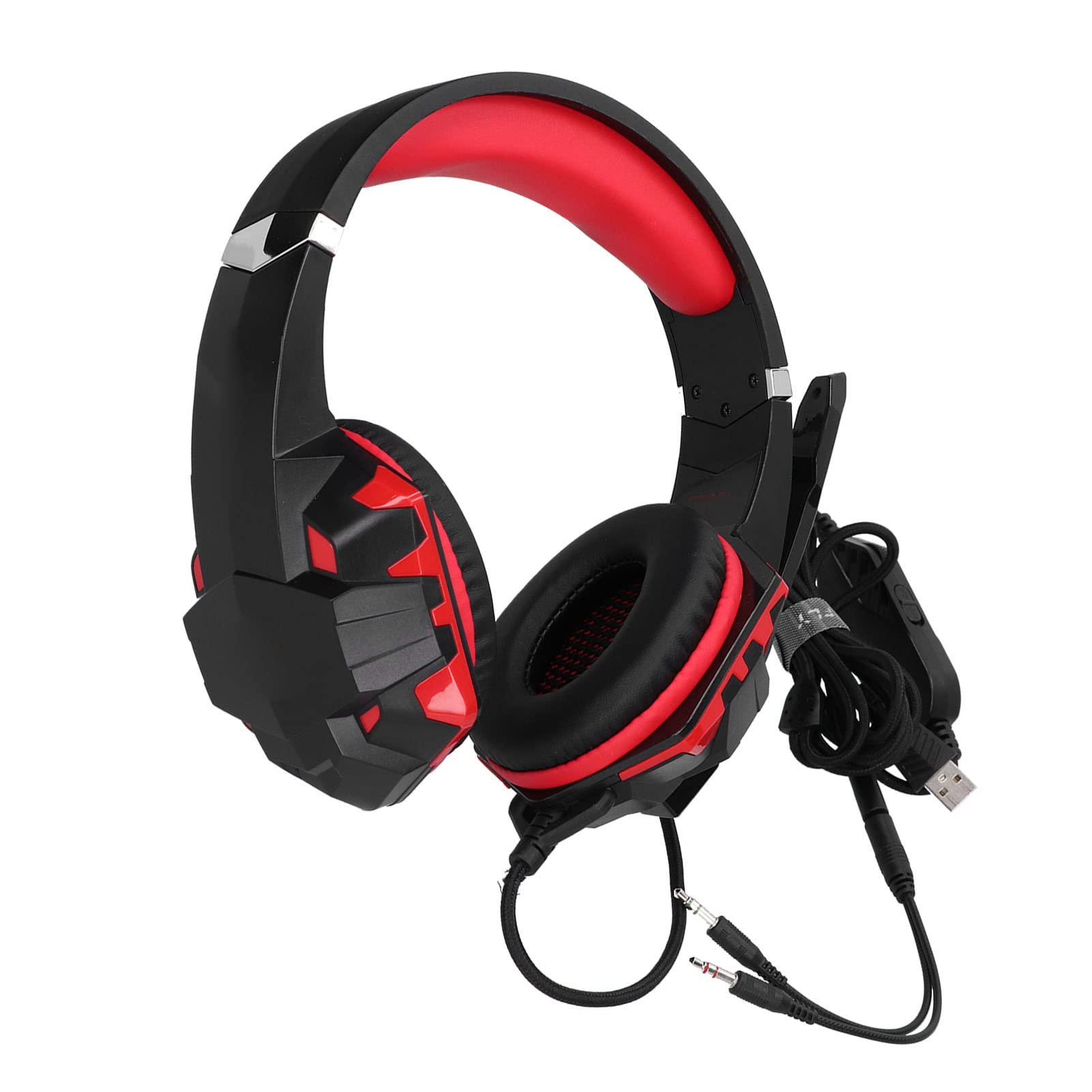 Yoidesu G9000MAX Python Fly Gaming Headset - Wired Over-Ear Noise Cancelling Headphones with 3D Surround Sound for PC, PS4, Xbox (Red) - Perfect for Esports, Streaming & Online Gaming Sessions