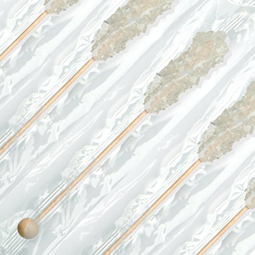 20-Piece White Rock Candy Swizzle Sticks - Pure Sugar Candy for Cocktails, Coffee & Baking Decorations - Perfect for Parties, Weddings & DIY Desserts