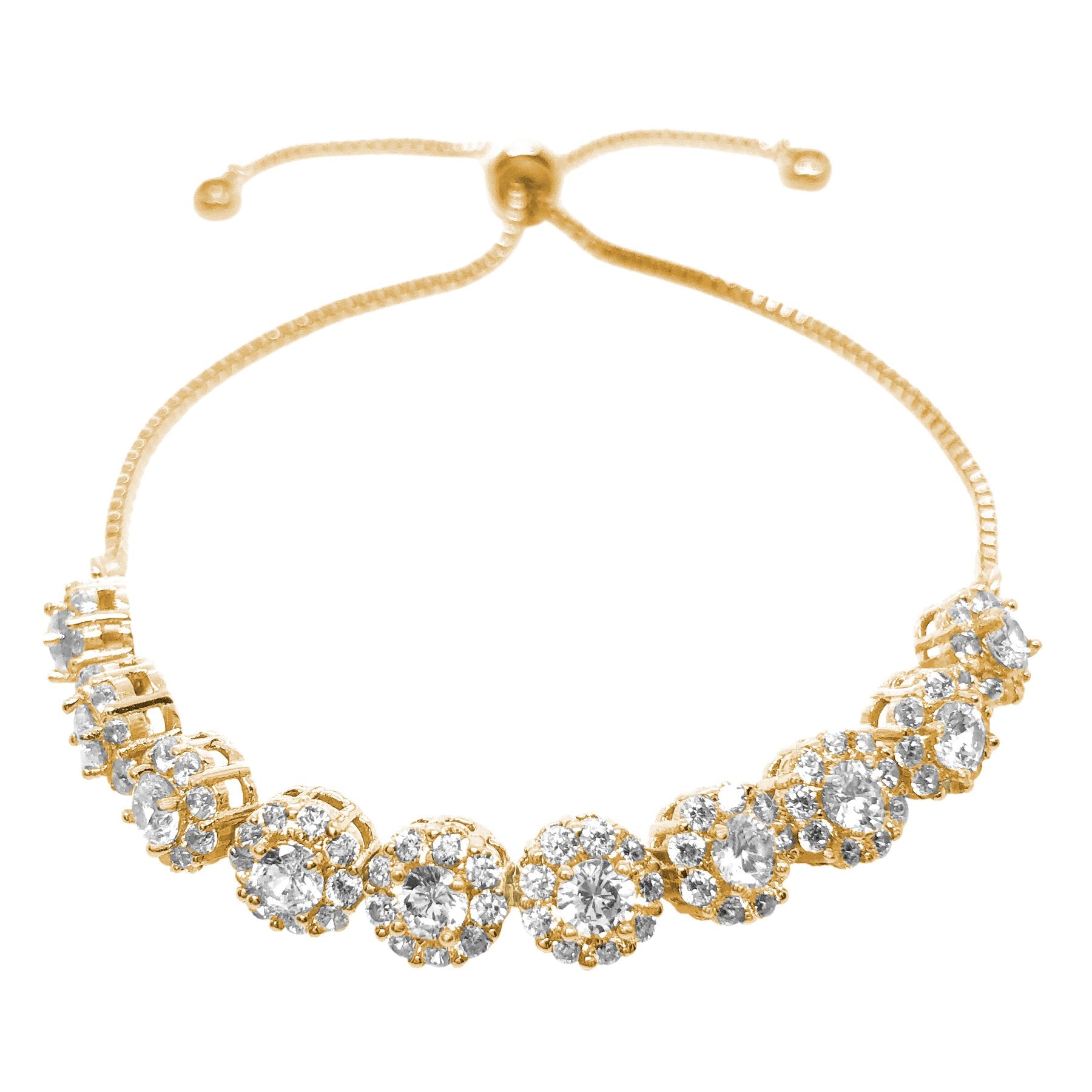 Exclusive Kezani Nina Halo Round Crystal Adjustable Bridal Wedding Bracelet – Perfect for Bridal Showers, Weddings & Special Occasions