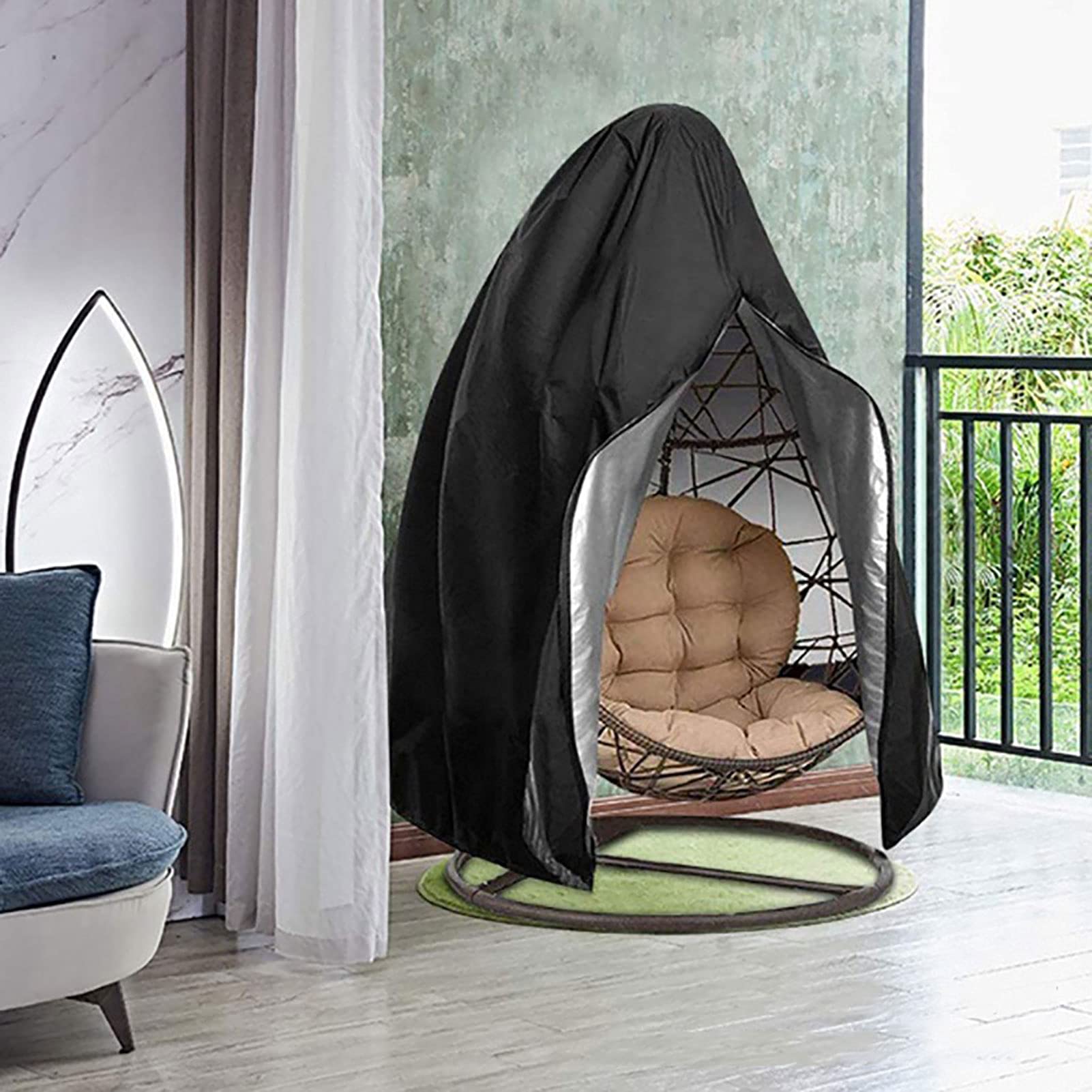 Waterproof Outdoor Hanging Egg Chair Cover - Dustproof Single Seat Wicker Swing Chair Protector for Patio, Garden & Backyard - Fits Rattan Cocoon Egg Chairs & Outdoor Furniture (Ideal for Rainy Days & Dusty Weather)
