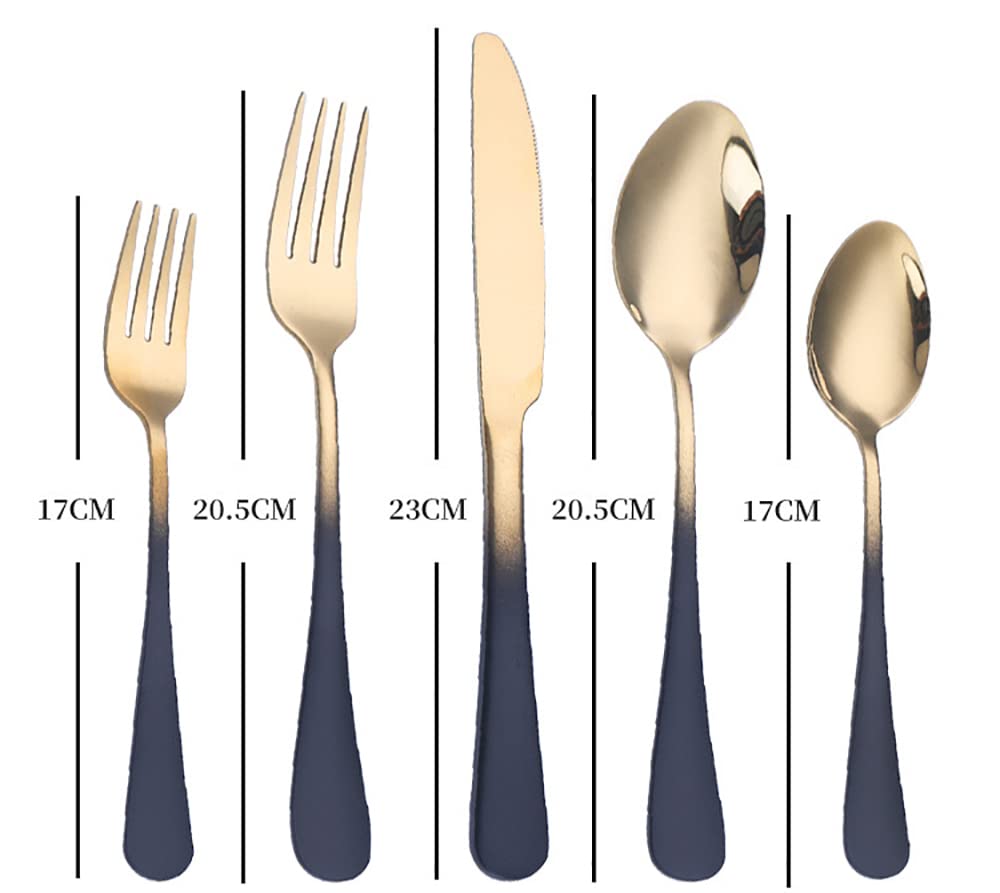 Black Stainless Steel Flatware Set for 4 - 20-Piece Modern Gradient Silverware Cutlery Set with Dinner Forks | Dishwasher Safe | Perfect for Family Dinners, Parties & Everyday Dining
