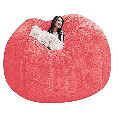 WXQY Extra Large Bean Bag Chair Cover - Washable & Removable Slipcover for Sofa Bed, Kids & Adults - No Filler Needed, Stuffed Toy Storage Protector (Pink/Black, Zipper) - Perfect for Living Rooms, Playrooms & Dorm Decor