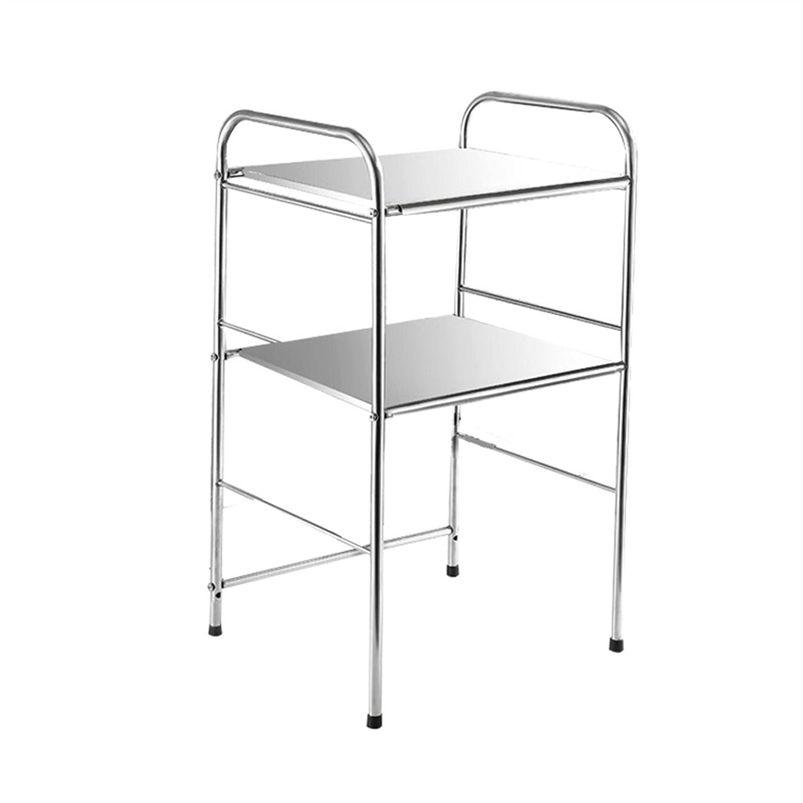 2-Tier Stainless Steel Microwave Stand - Kitchen Storage Shelf & Organizer for Countertop, Pantry, and Small Spaces - Perfect for Baking Supplies, Spices, and Kitchen Utensils