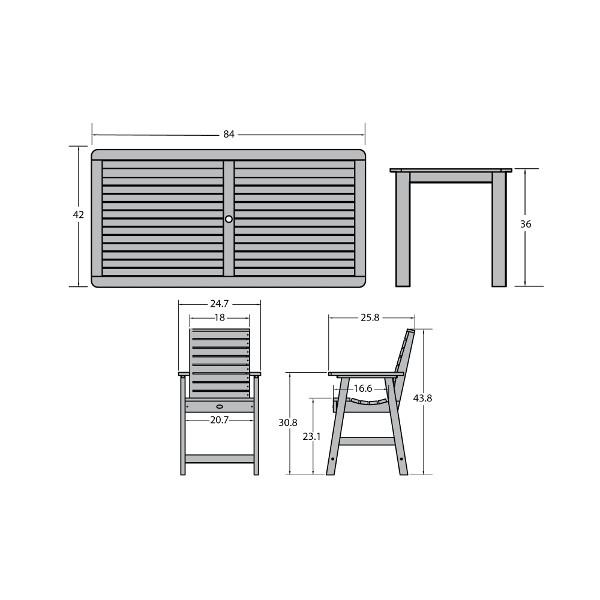 Weatherly 7-Piece Rectangular Counter Height Outdoor Dining Table and Chair Set - Patio, Garden, Backyard Furniture for Dining & Entertaining