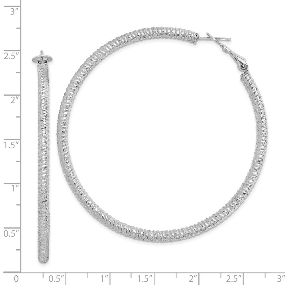60mm Sterling Silver Hoop Earrings for Women - Rhodium Plated Hinged Design | Perfect for Everyday Wear, Parties & Gifts