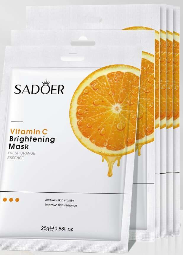 Vitamin C Face Sheet Mask with Serum - Korean Skincare Technology, Pack of 6 (25g Each) | Brightening & Hydrating for Glowing Skin - Perfect for Daily Skincare Routine & Spa Night