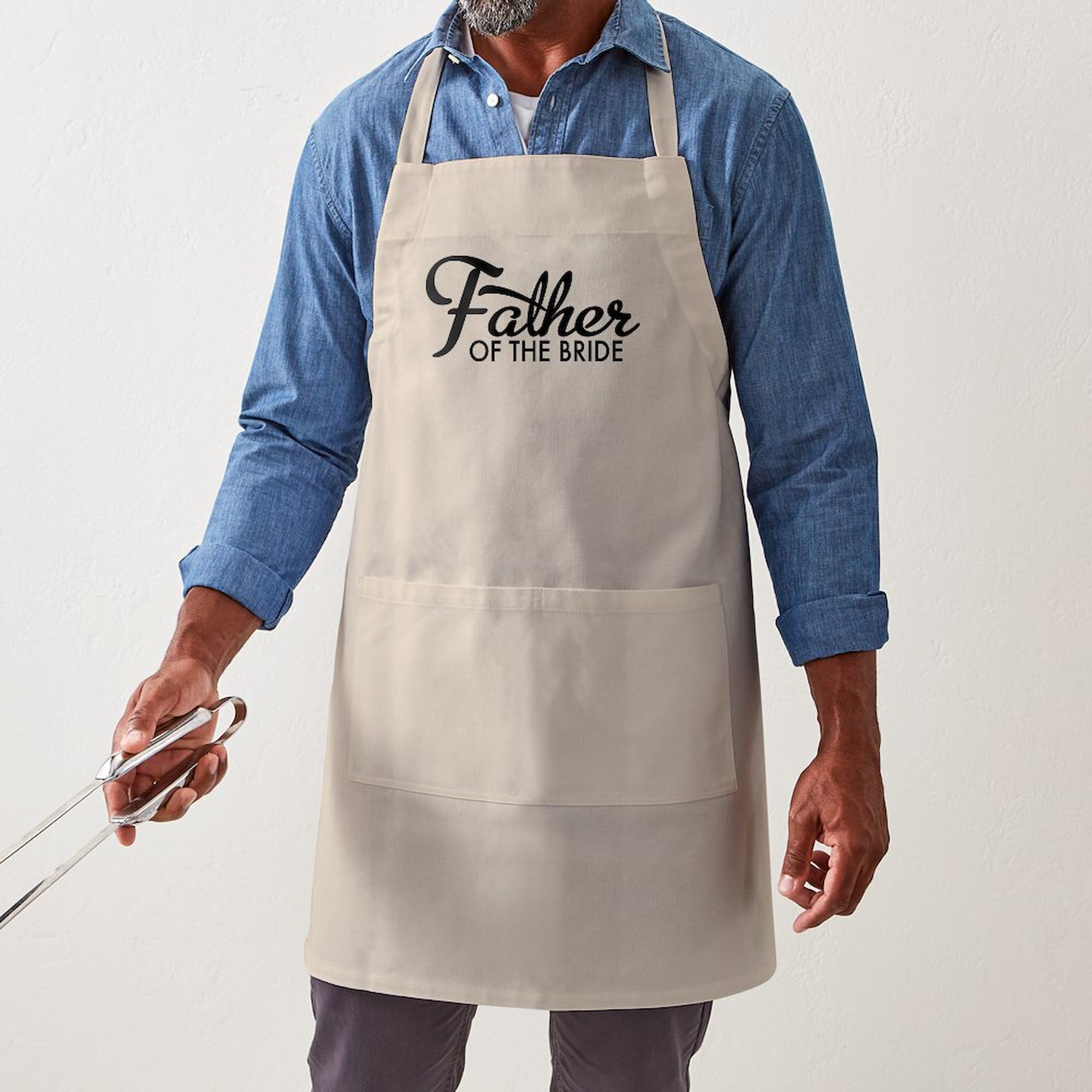 Father of the Bride Apron - Adjustable BBQ Grilling & Baking Apron with Pockets - Perfect for Weddings, Cooking, Baking & Outdoor Grilling