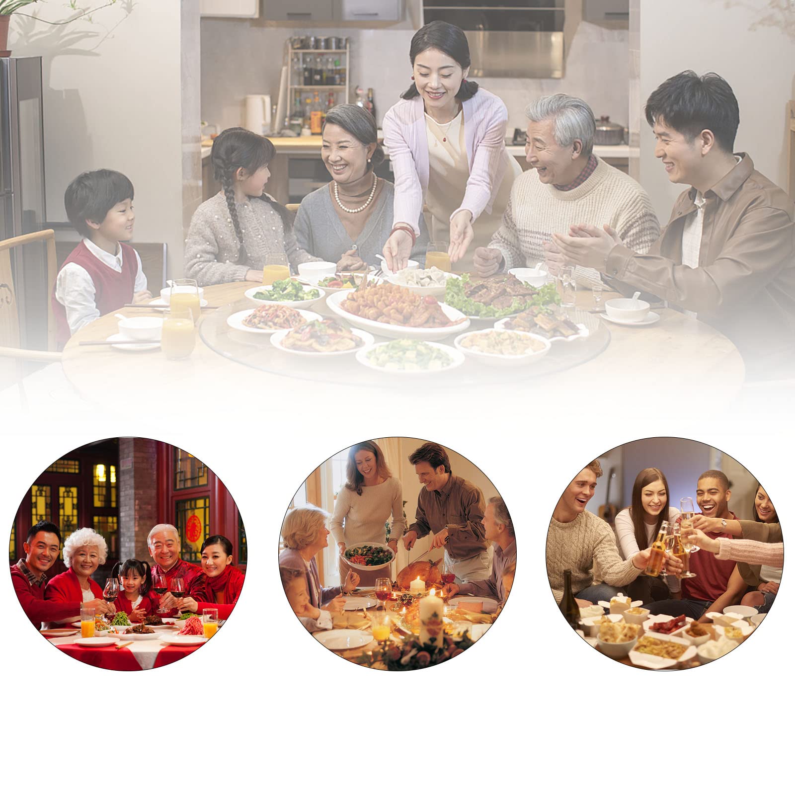 Premium 12-Inch White Tempered Glass Lazy Susan Turntable - 360° Rotating Serving Tray for Dining Table & Kitchen Countertop - Durable Reversible Glass Dish Rack for Spices, Condiments & Food Display (39x39x0.3 Inches) - Perfect for Family Dinners, Buffets & Entertaining Guests
