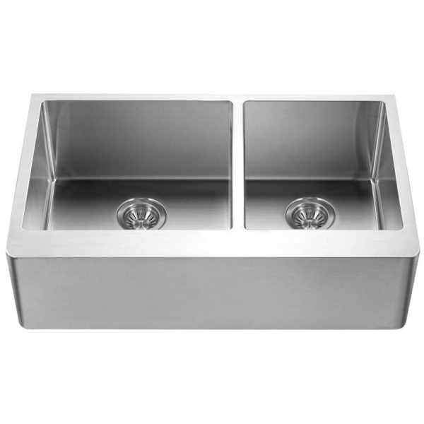 Hamat HUD 3320D 60/40 Double Bowl Apron Front Kitchen Sink - Stainless Steel Farmhouse Sink for Modern & Rustic Kitchens | Perfect for Cooking, Washing Dishes & Food Prep