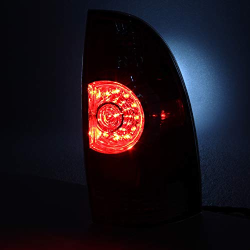 AKKON Black Headlights & Dark Red Smoked LED Tail Lights Brake Lamps Pair for 2005-2011 Toyota Tacoma Pickup Truck - Upgrade Your Truck's Style & Night Visibility for Off-Roading and Daily Commuting
