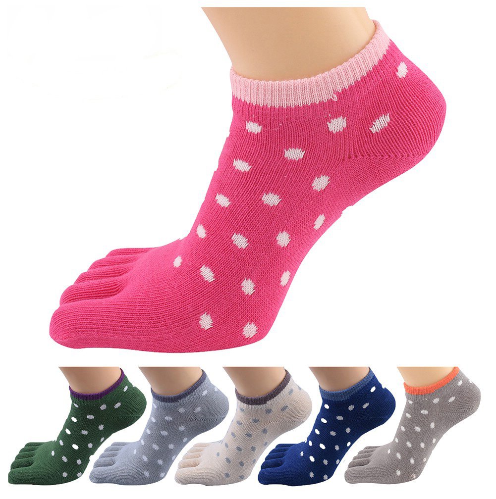 HONOW Women's Low Cut Toe Socks - 5/6 Pack Breathable Cotton Ankle Running Socks for Yoga, Gym & Outdoor Sports
