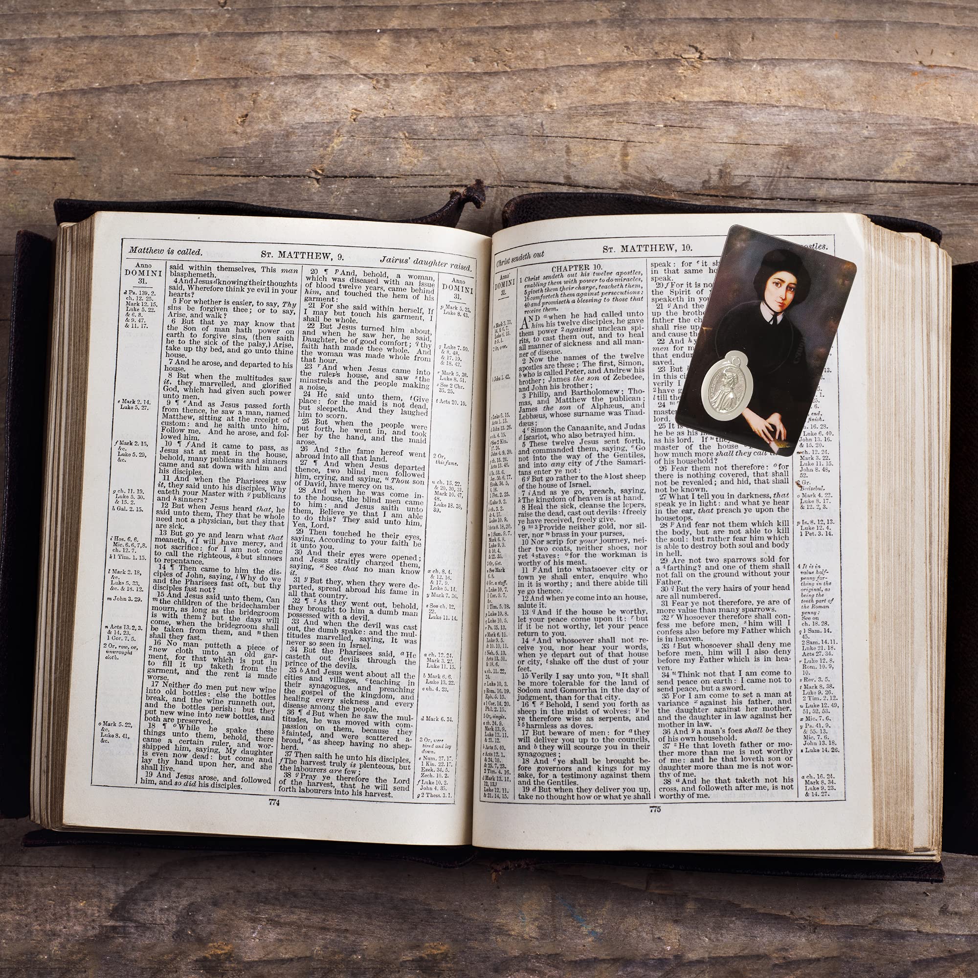 St. Elizabeth Ann Seton Holy Prayer Card with Medal - Catholic Saint Pocket Prayer Bookmark & Bible Page Holder (3 3/8 Inch, Pack of 3) - Perfect for Devotional Use, Gift Giving, and Bible Study Accessories