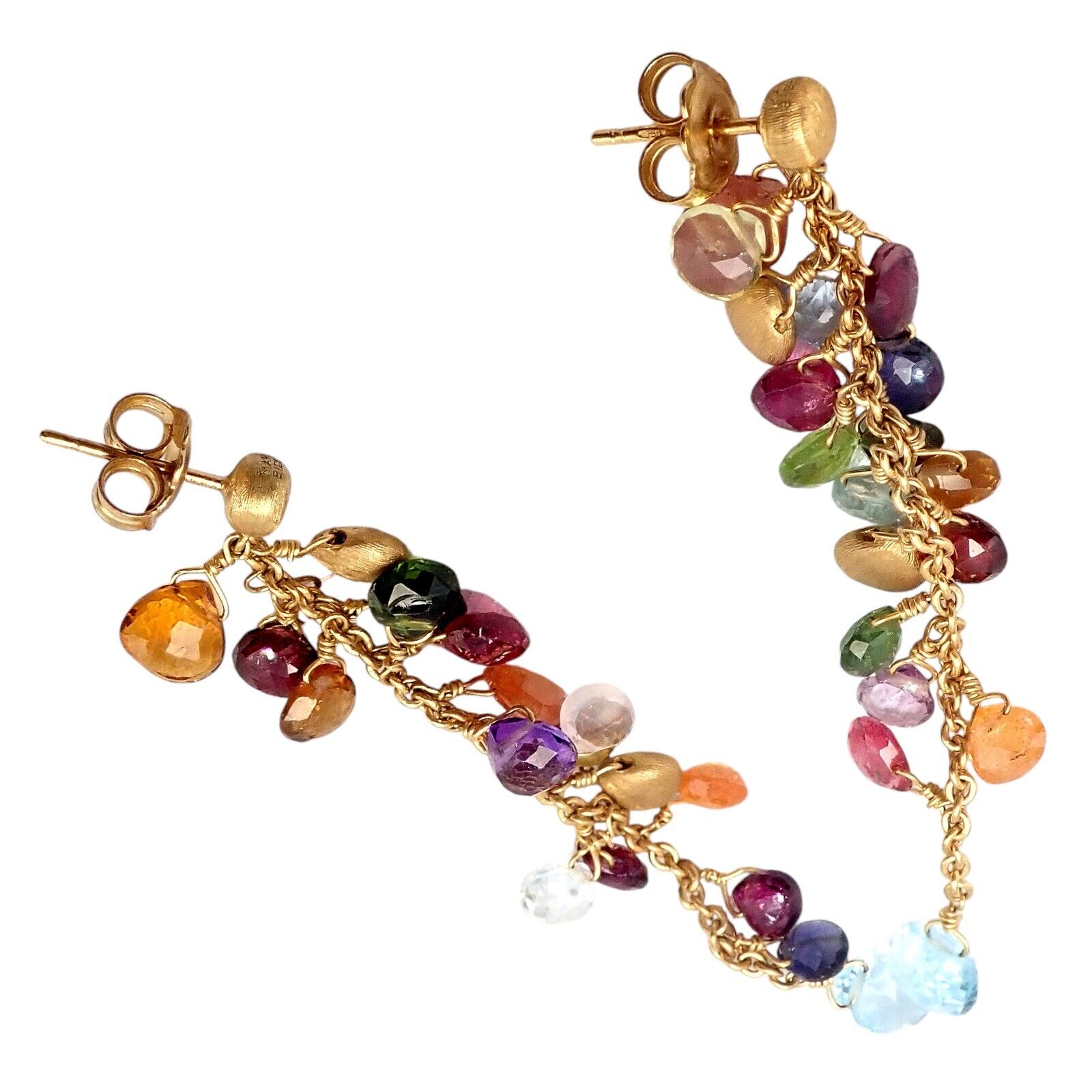 Authentic Marco Bicego 18k Yellow Gold Paradise Multicolor Gemstone Earrings - Luxury Jewelry for Women, Perfect for Weddings, Parties & Special Occasions