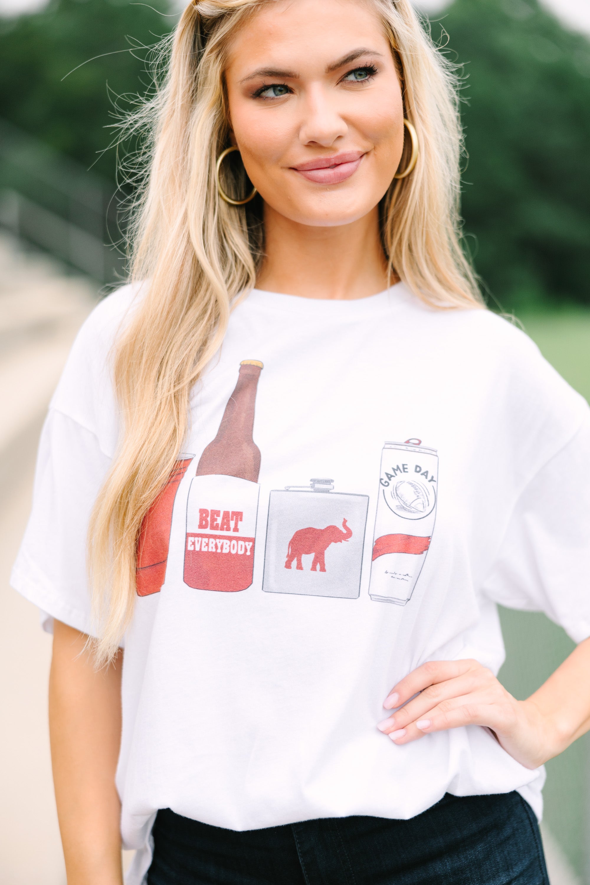 Drink Local Crimson And White Gameday Graphic Tee - Alabama Football Fan Apparel for Tailgating & Game Day Parties