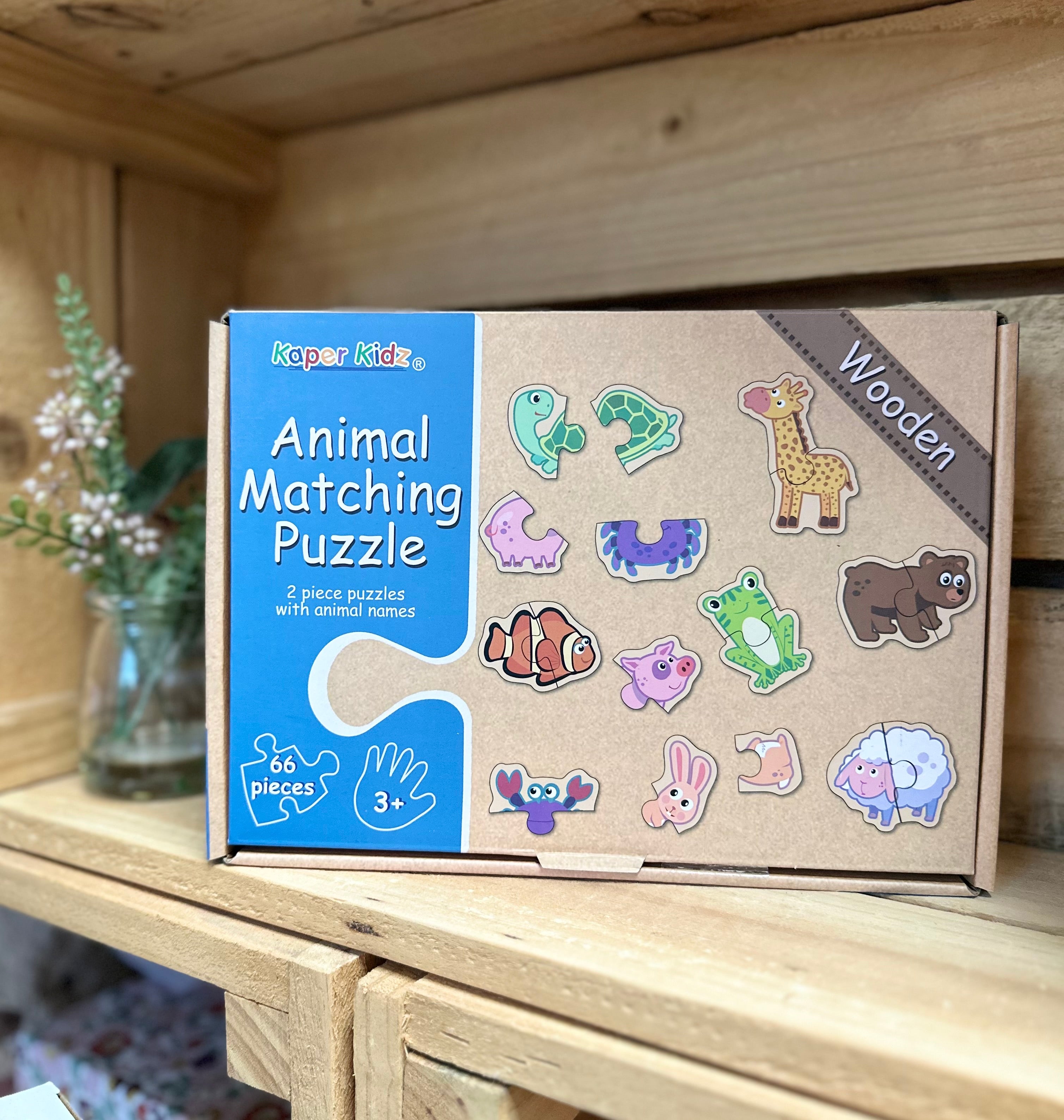 Wooden Animal Matching Puzzle Game for Toddlers - Educational Montessori Learning Toy for Kids Ages 2-4 - Perfect for Preschool Classroom & Home Playtime Activities