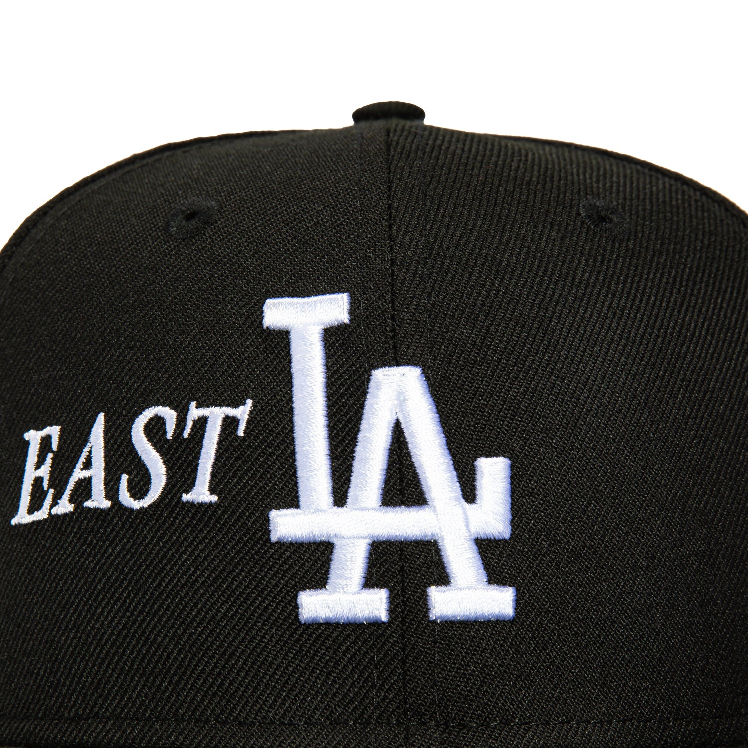 New Era 59Fifty Los Angeles Dodgers East LA Baseball Cap - Black & White Adjustable Snapback Hat for Men & Women | Game Day, Streetwear & Casual Outfits