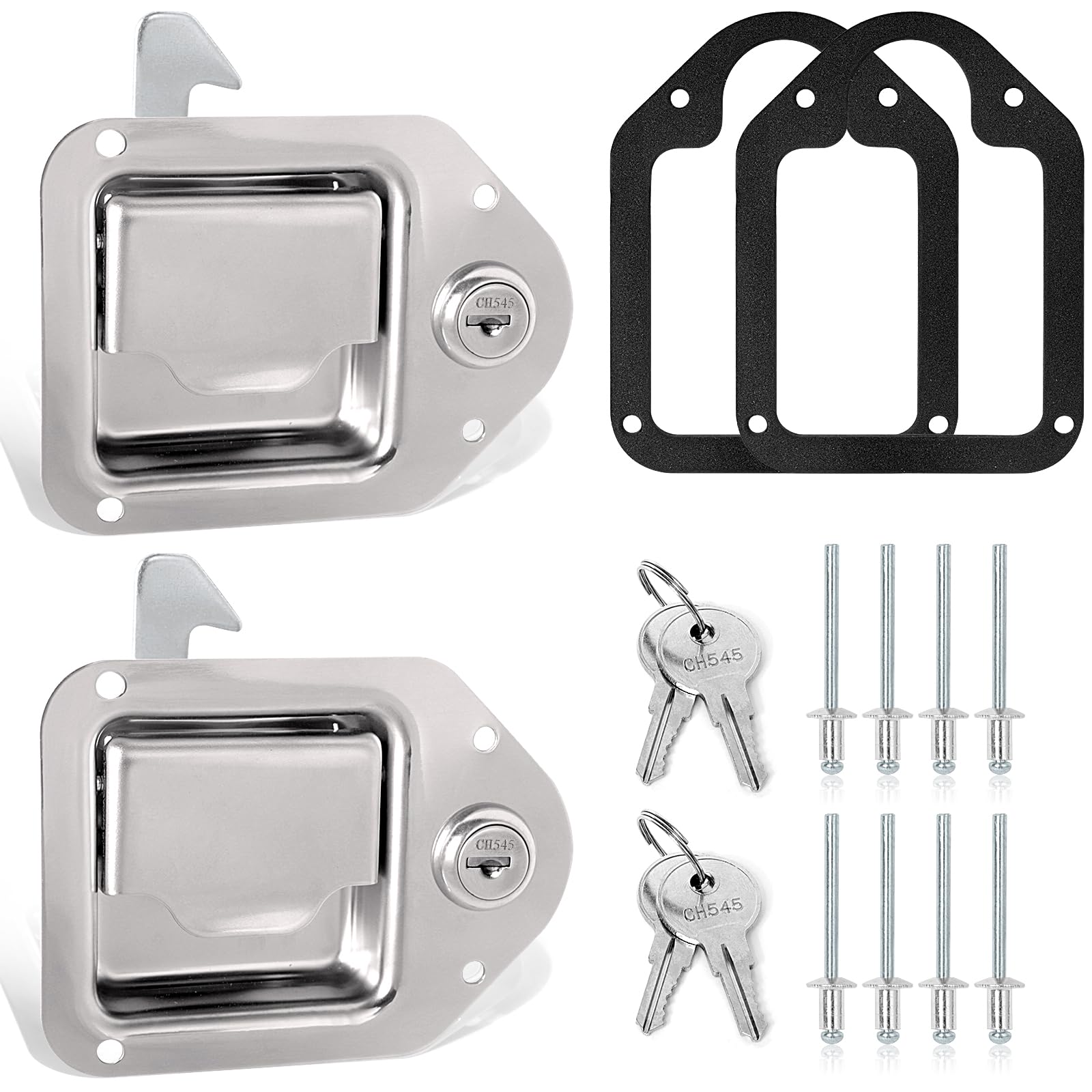 Stainless Steel Truck Tool Box Latch Replacement with Keys - Heavy Duty Paddle Lock Handle for Truck, RV, Trailer, ATV & UTV Toolboxes (2-Pack) | Secure Storage Solution for Outdoor Equipment & Vehicle Accessories