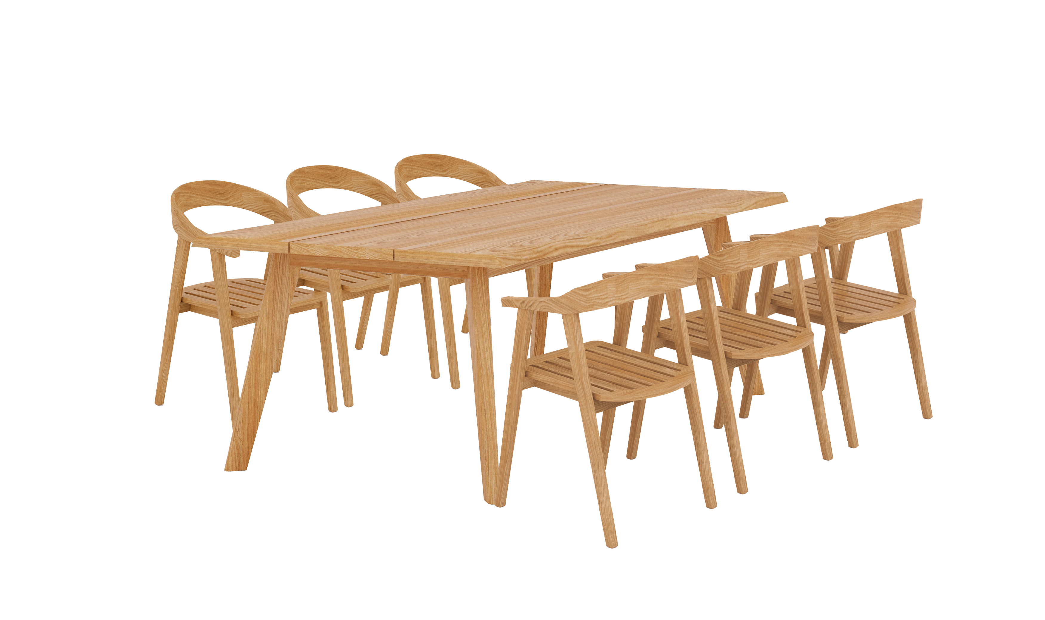 Premium 7-Piece Teak Outdoor Dining Set with Barrel Back Armchairs - Durable Rectangular Patio Furniture for Garden, Poolside & Backyard Entertaining