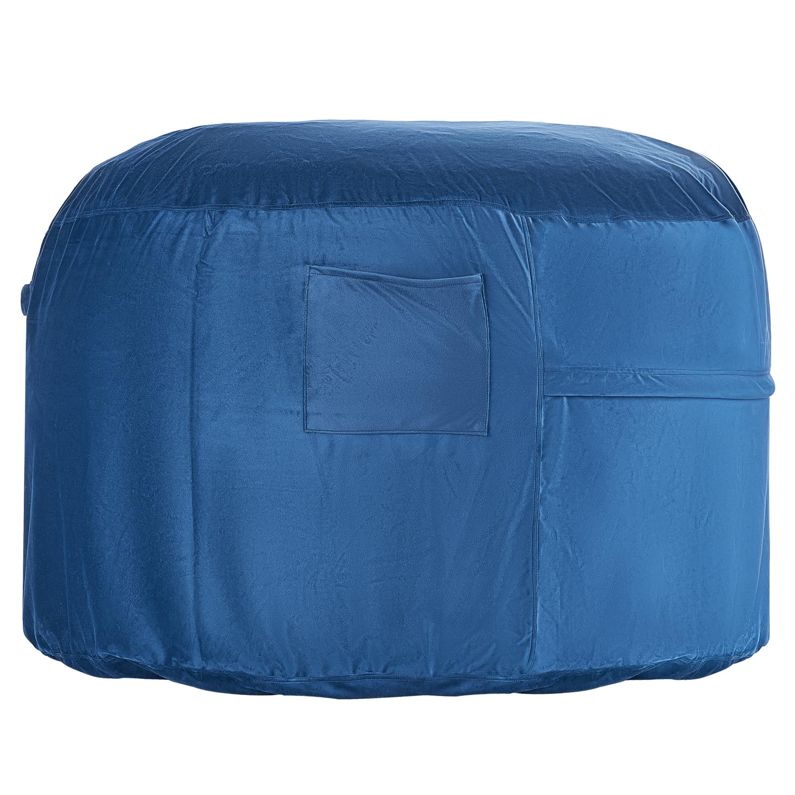VEVOR Round Bean Bag Chair for Adults - Removable Washable Cover, Dutch Velvet Fabric & High-Density Foam Filling with Handle and Side Pocket - Perfect for Living Room, Bedroom, Office or Dorm - Blue (Home Decor & Comfort Seating)