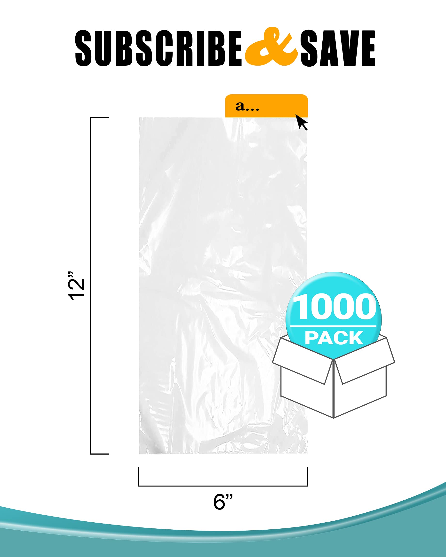 APQ 1000 Pack 6x12 Clear Polyethylene Flat Bags - 1.25 Mil Thickness for Storage & Transport | Industrial Use, Food Service, Retail Packaging, Shipping Supplies, Small Parts Organization