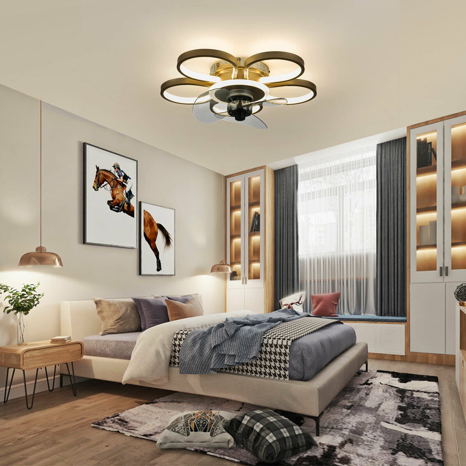 20 Inch Smart Ceiling Fan with LED Lights - 3 Color Temperatures & 3 Speed Settings, Remote Control - Perfect for Bedroom, Dining Room & Living Room - Energy Efficient Quiet Operation for Home & Office Use