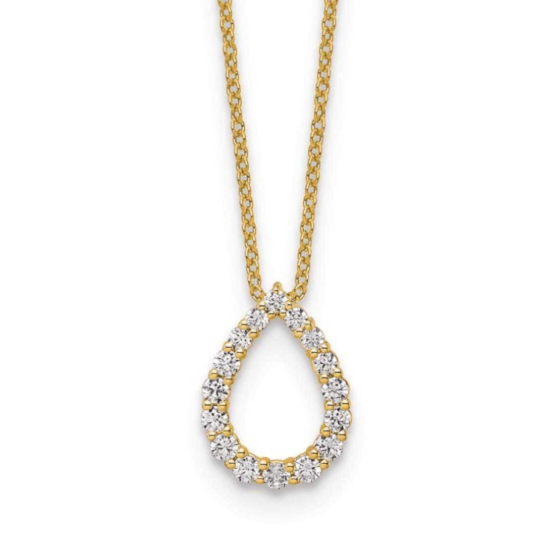 14K Gold Lab-Grown Diamond Teardrop Pendant Necklace for Women - Elegant Openwork Drop Necklace Jewelry Gift for Anniversary, Valentine's Day & Special Occasions