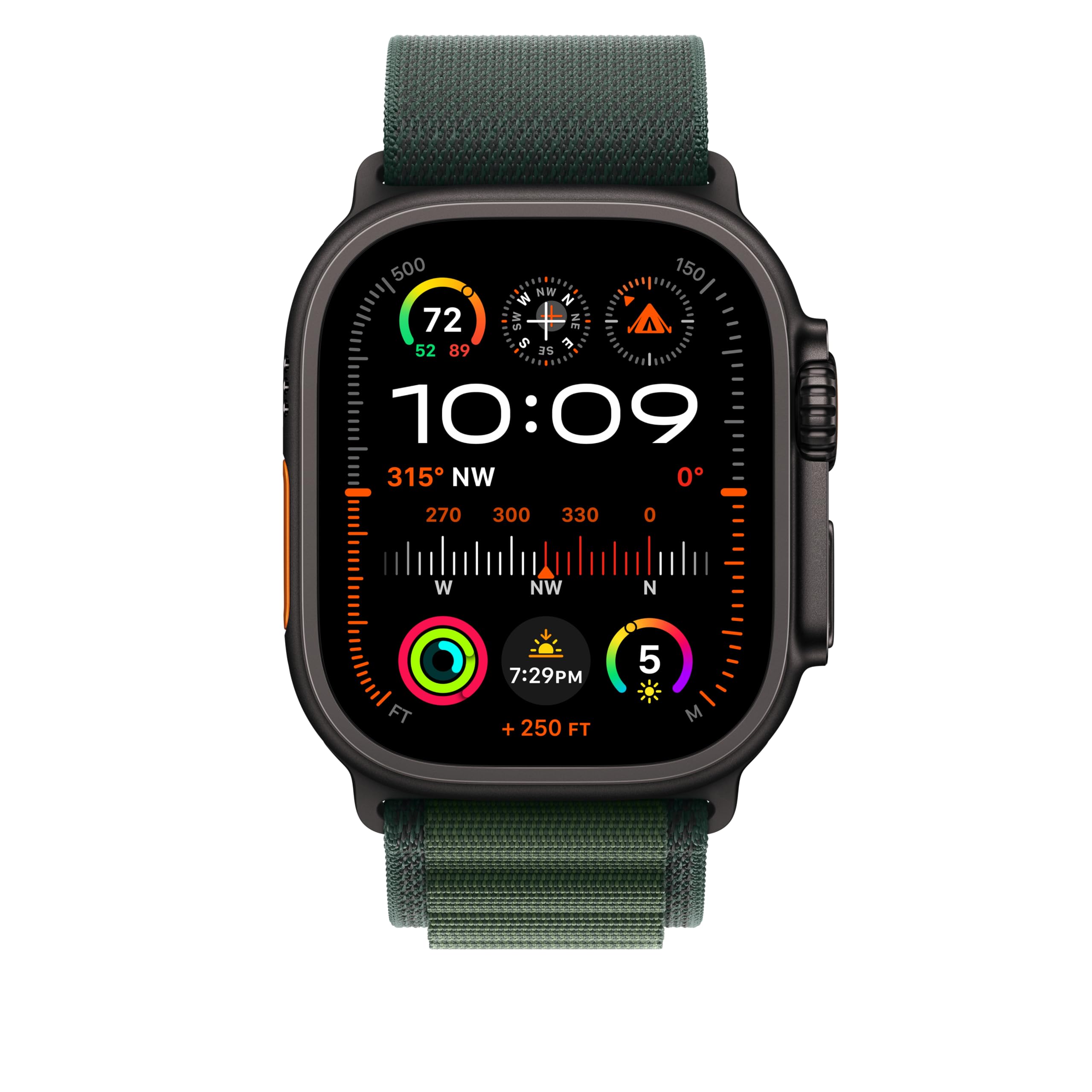 Apple Watch Band 49mm Alpine Loop - Dark Green Medium Size with Black Titanium Finish - Durable & Comfortable Sport Strap for Hiking, Running & Outdoor Activities