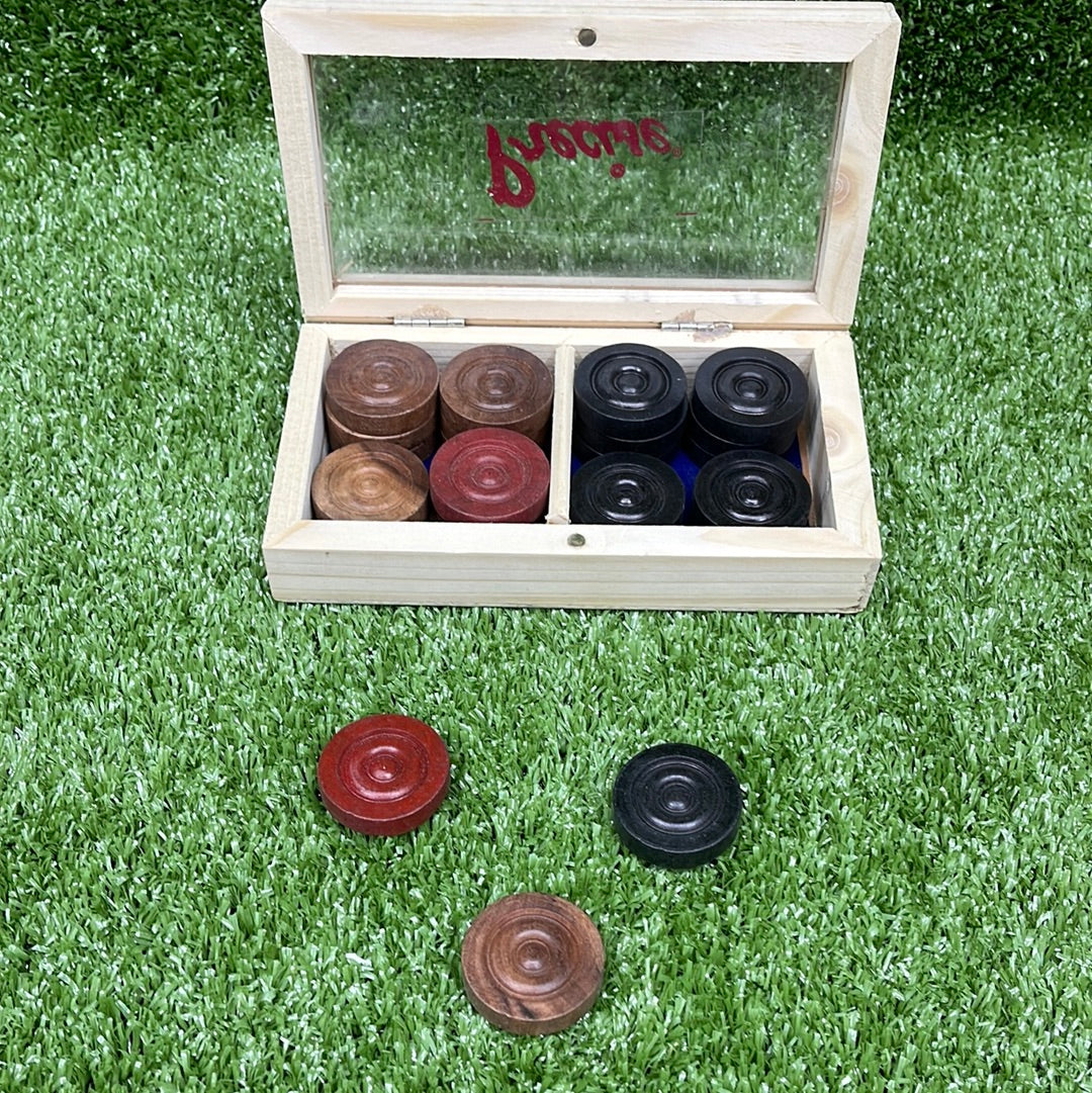 Premium Wooden Carrom Board Coins Set - 24 Precision Striker Discs for Classic Tabletop Game - Perfect for Family Game Nights & Indoor Entertainment