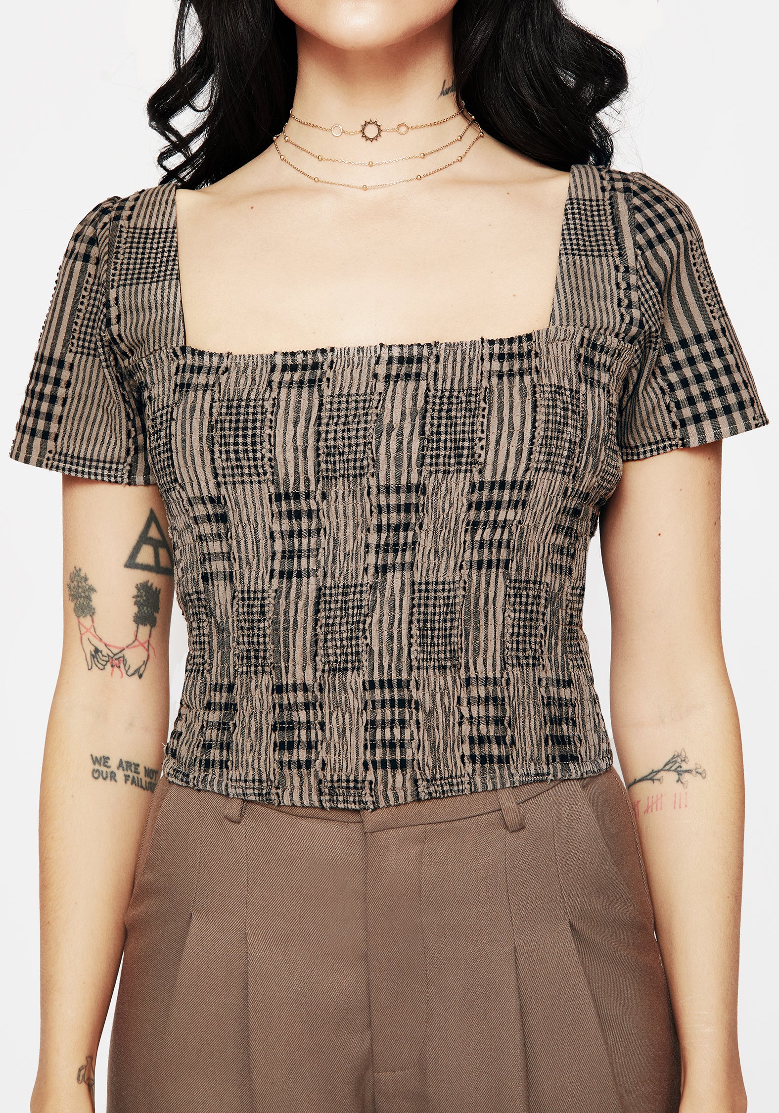 Stylish Mabel Check Peplum Top for Women - Trendy Floral Print Blouse for Casual Wear, Office & Date Night Outfits