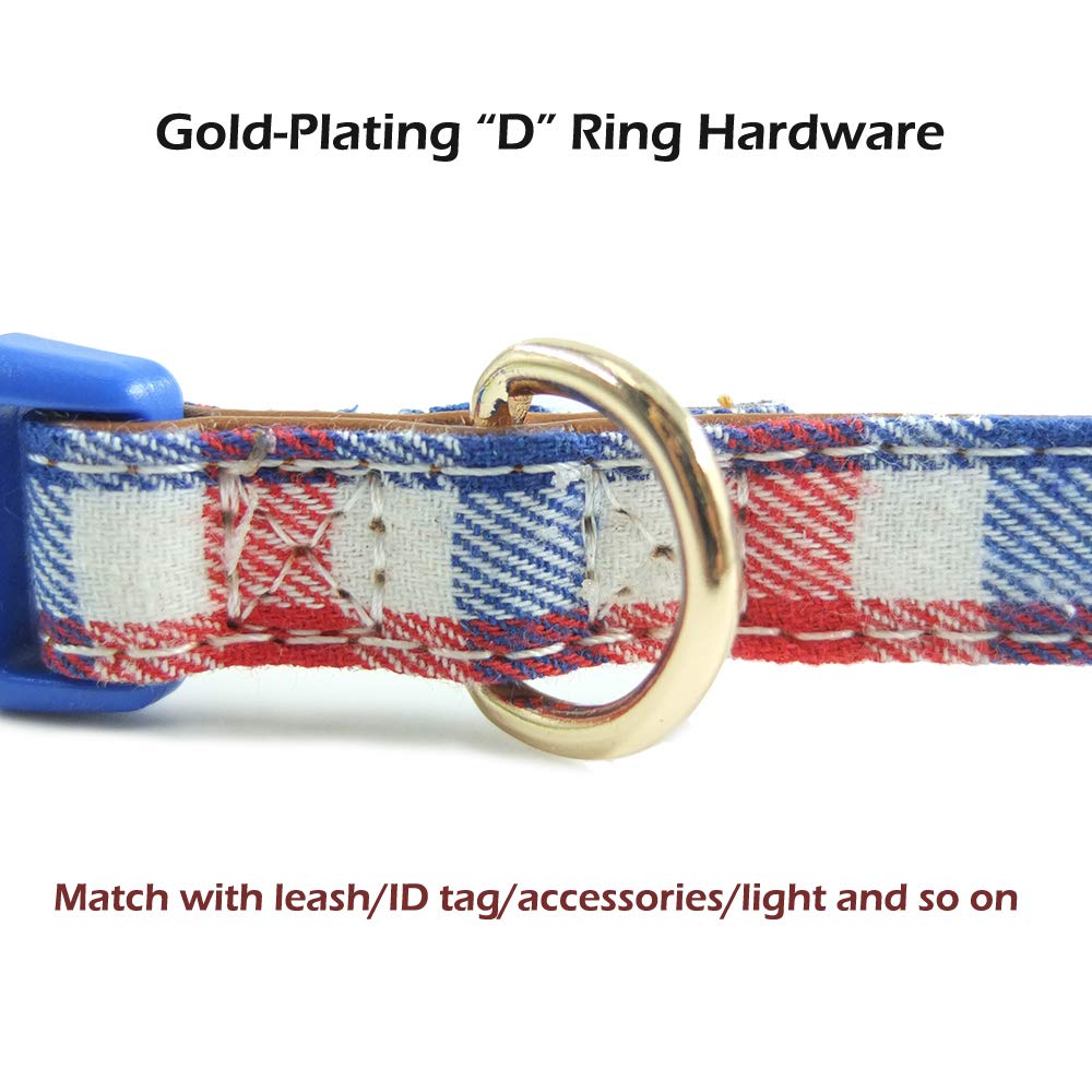 Stylish Plaid Bow Tie Dog Collar - Adjustable Soft Leather Pet Collar for Small Medium Large Dogs (13