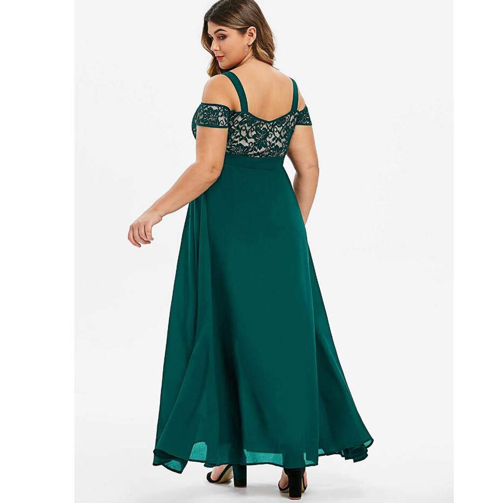 Plus Size Maxi Dress for Women - Tie Dye Lace Cold Shoulder Short Sleeve Wedding Guest Dress | Elegant Summer Long Dress for Beach Parties, Bridal Showers & Special Occasions