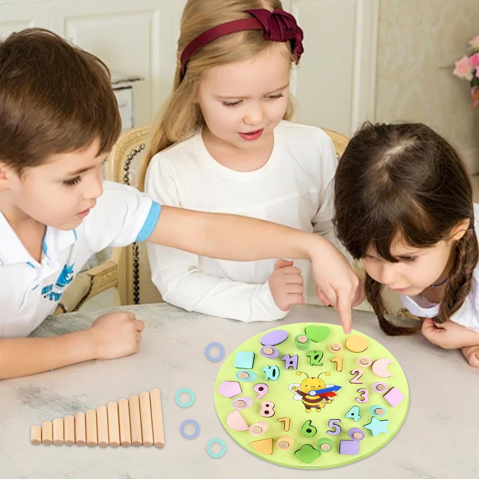 Colorful Matching Board Math Toy - Clock Learning Game for Preschoolers | Early Education Teaching Aid for Numbers & Time | Perfect for Classroom & Homeschool Activities