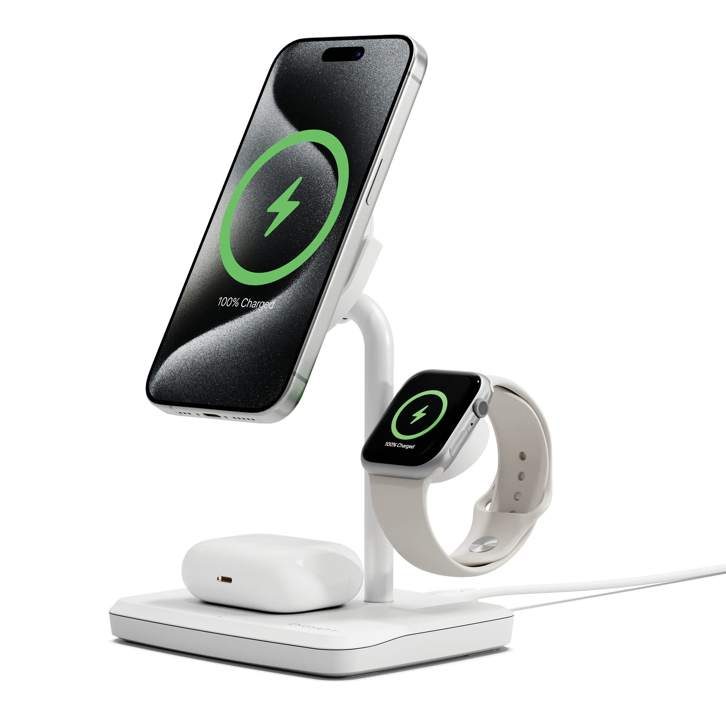 3 in 1 Magnetic Wireless Charger Stand for iPhone 15/14/13, Samsung Galaxy S23/S22 - Qi2.0 Certified Fast Charging Pad for Phone, AirPods, Apple Watch - Perfect for Home, Office & Travel