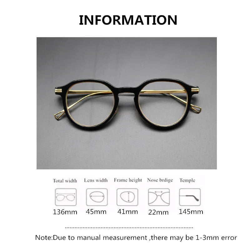 Stylish Unisex Oval & Round Titanium Acetate Eyeglasses Frame - Lightweight Durable Glasses for Men & Women - Perfect for Reading, Work, and Everyday Fashion
