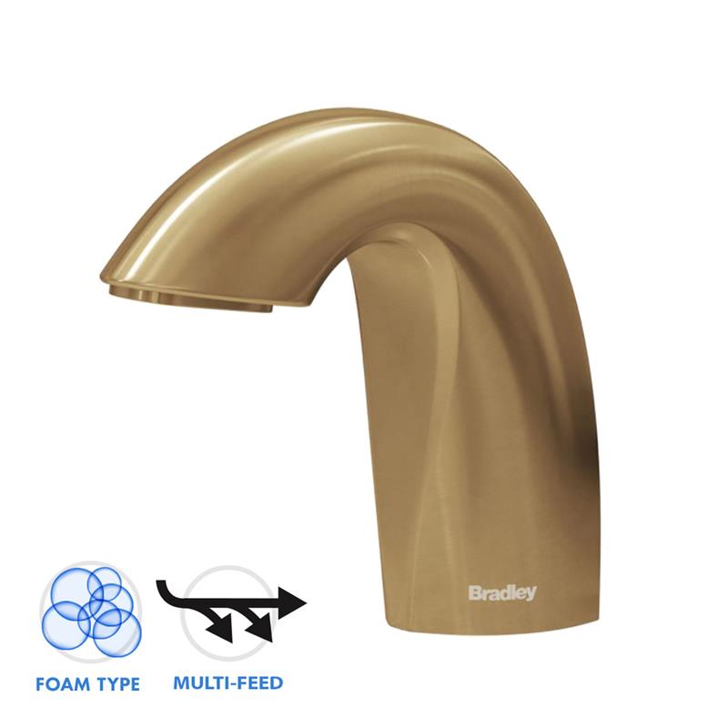 Bradley 3100 RLM Crest Series Multi-Feed Tank Deck Mounted Liquid Soap Dispenser - Commercial & Residential Use for Kitchens, Bathrooms, and Restrooms