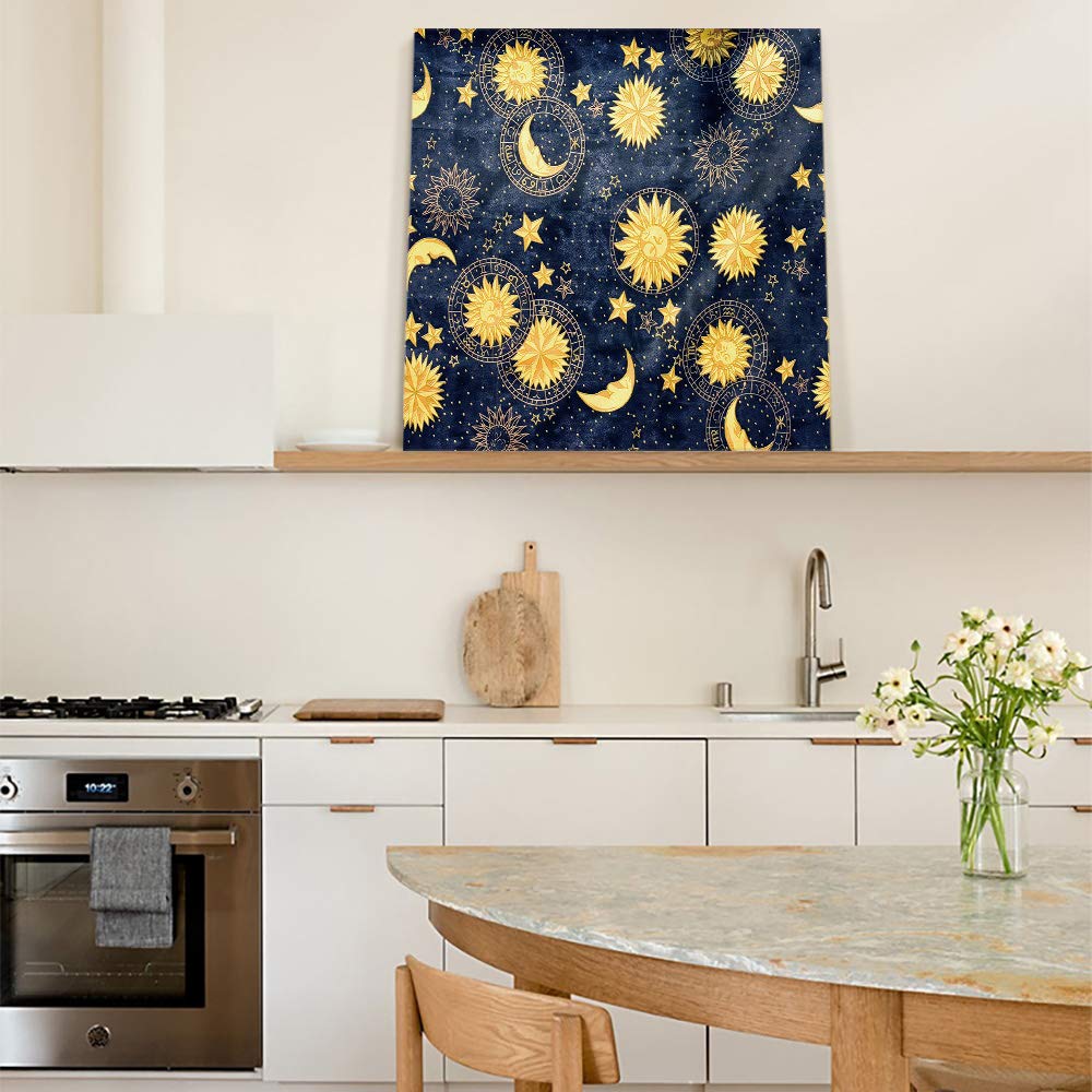 Chucoco Boho Wall Art Canvas - Moon, Star & Sun Prints, Easy to Hang Wall Decor for Bedroom, Bathroom & Kitchen | Romantic Starry Sky Painting for Home, Hotel & Cafe Decor