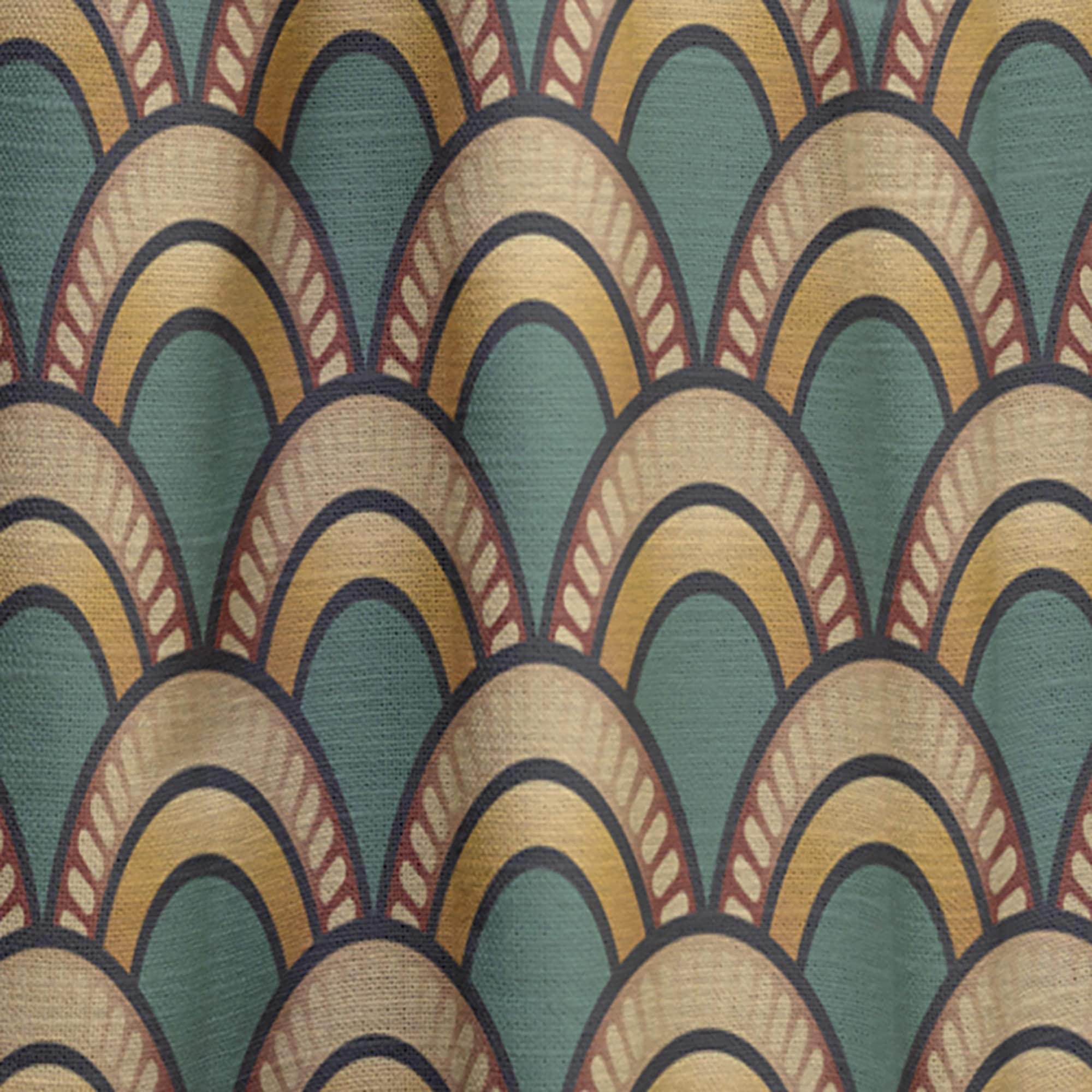 DesignQ Art Deco Pattern Thermal Insulated Curtains - Single Panel 52x120 - Elegant Window Drapes for Bedroom & Living Room - Perfect for Home Decor & Light Blocking