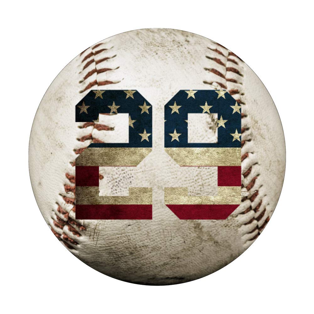 Baseball Number 29 with American USA Flag Phone Stand - Swappable PopSockets PopGrip for Phones & Tablets | Perfect for Baseball Fans, Patriotic Decor & Phone Support