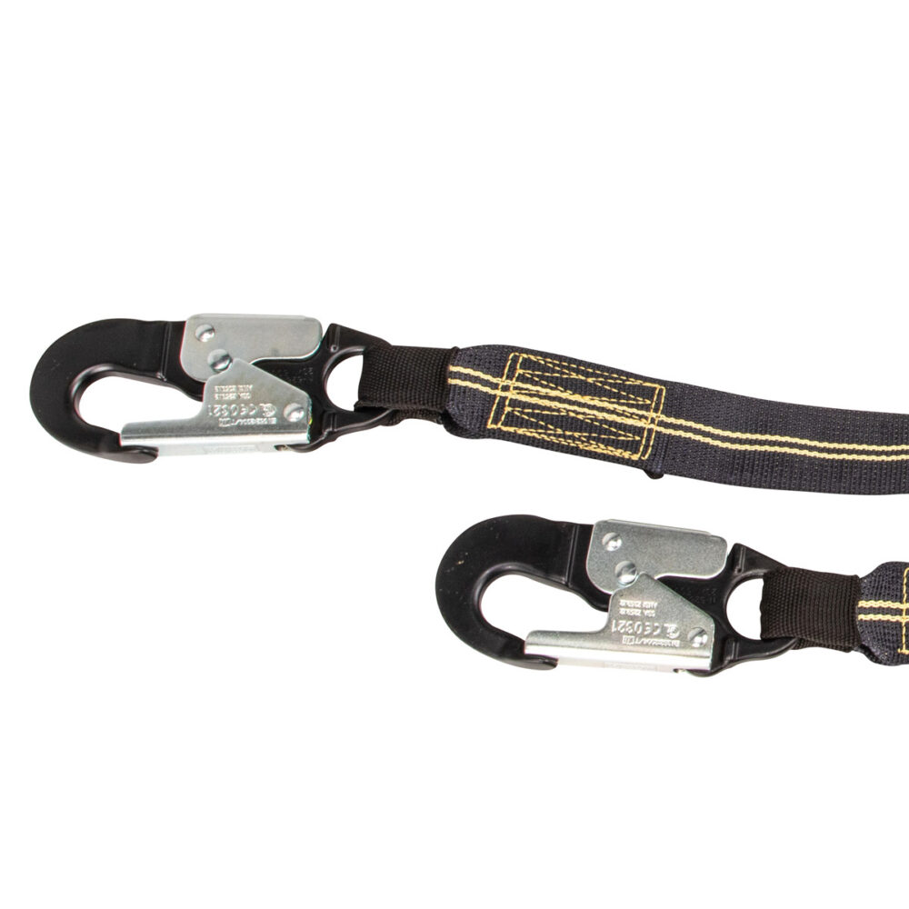 Arc Flash 6' Energy Absorbing Safety Lanyard - Aramid Fiber, Dual Leg with Aluminum Snap Hooks - Fall Protection for Electrical Work & Industrial Safety