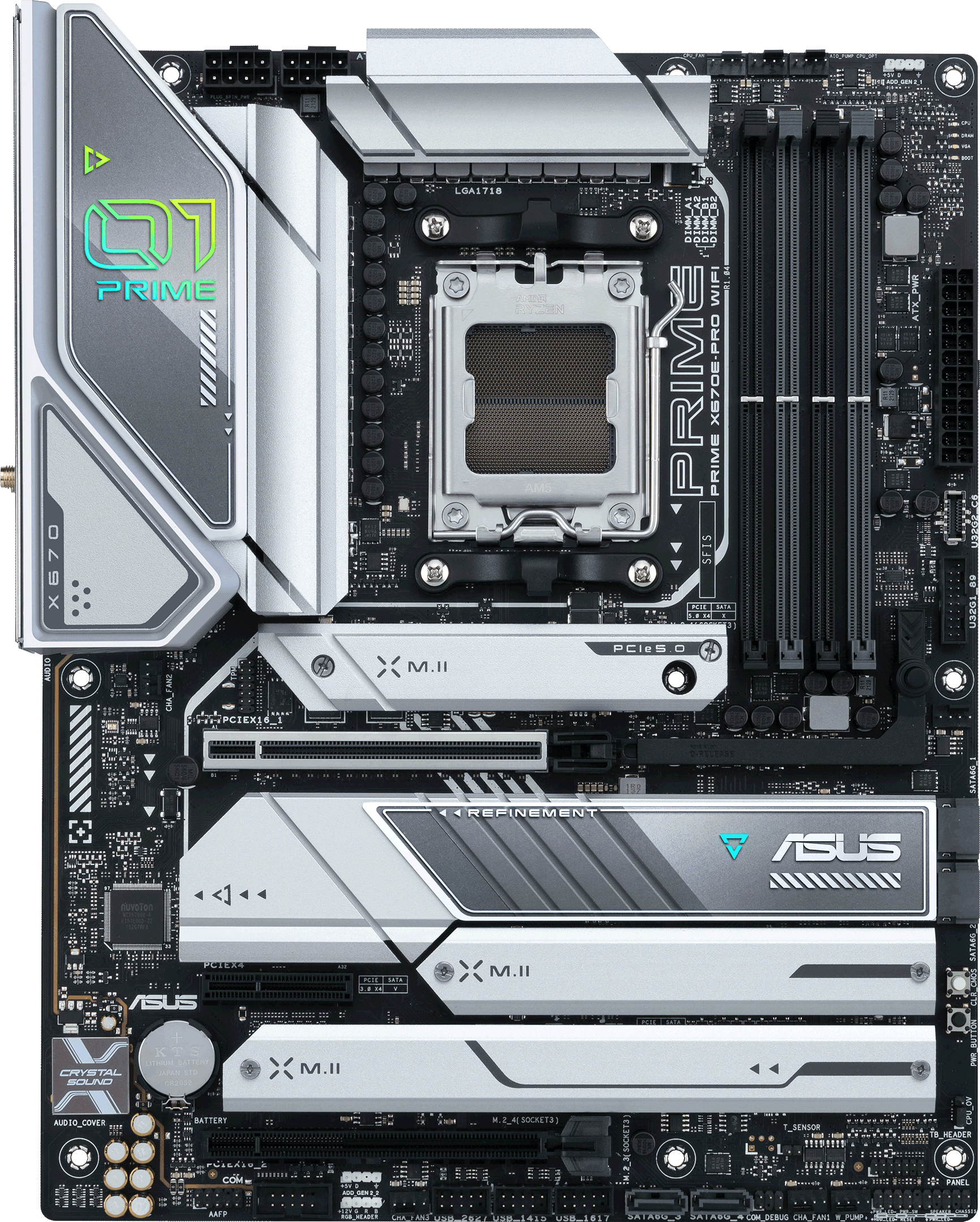 ASUS PRIME X670E-PRO WIFI AMD AM5 ATX Motherboard with PCIe 5.0, DDR5, WiFi 6, 2.5Gb LAN - Perfect for Gaming PC, Content Creation & High-Performance Workstations