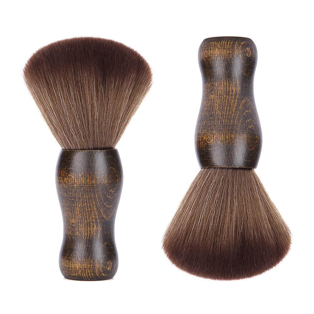 POOWE Soft Makeup Brush & Neck Hair Cleaning Brush - Gentle Styling & Grooming Tool for Men & Women (Brown) | Perfect for Salon, Home Use & Travel