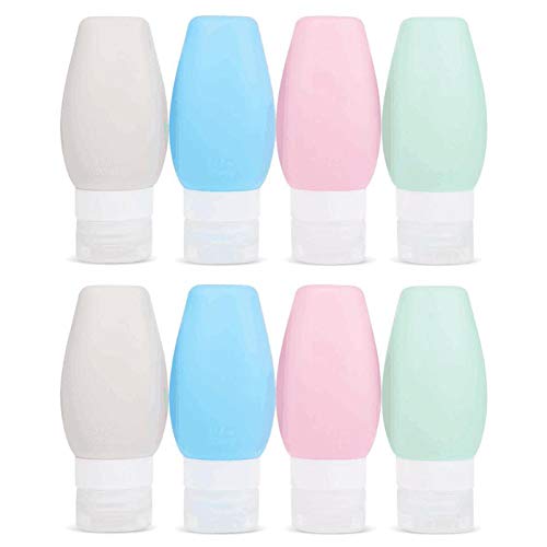 WanShi 8-Piece Leakproof Silicone Squeeze Tubes (90ml) - Refillable Travel Containers for Liquids, Toiletries & Creams | Perfect for Air Travel, Camping & Daily Cosmetics Storage